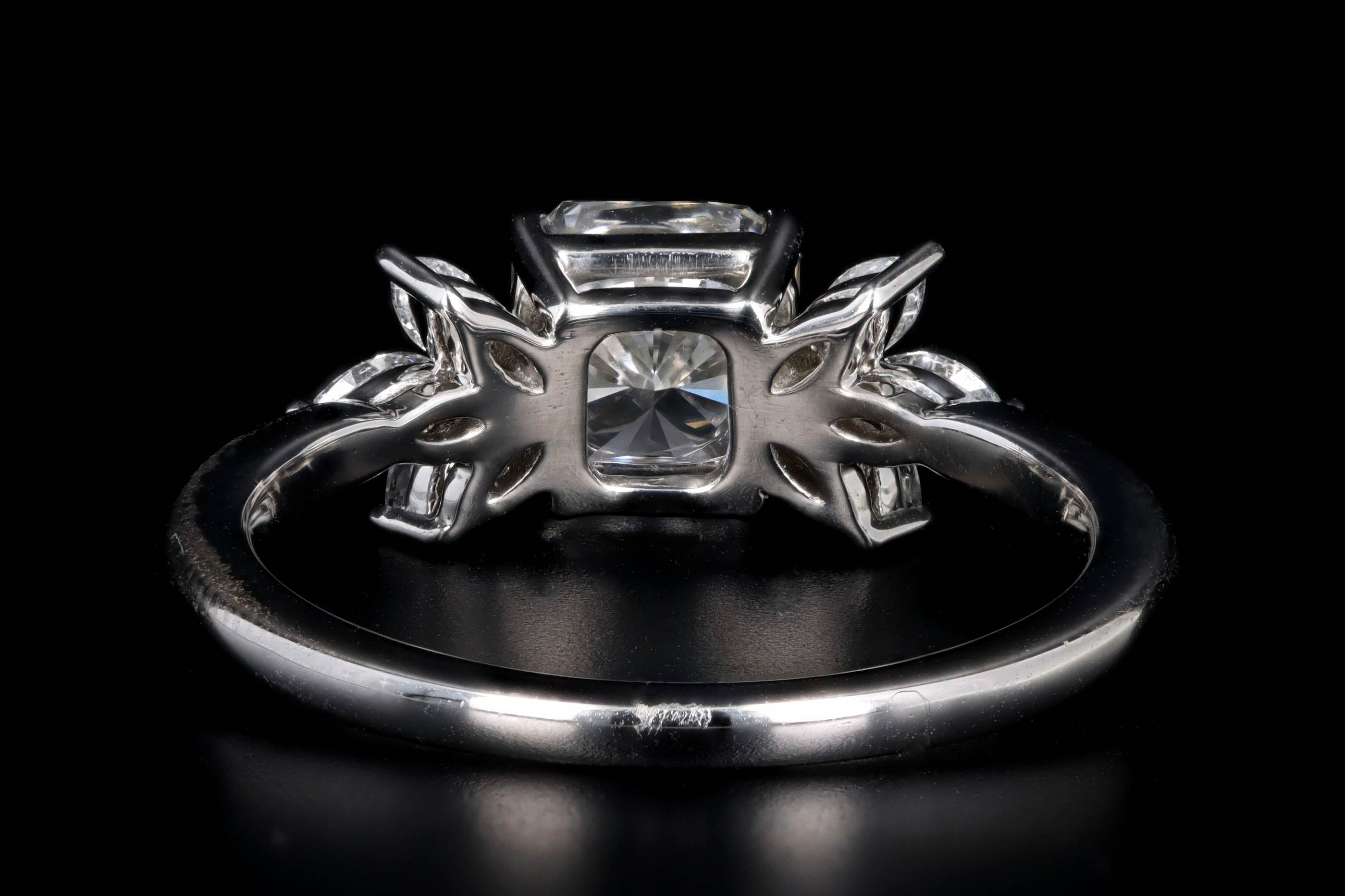 1.50 Carat Radiant Diamond Floral Marquise Engagement Ring in Platinum - Queen May