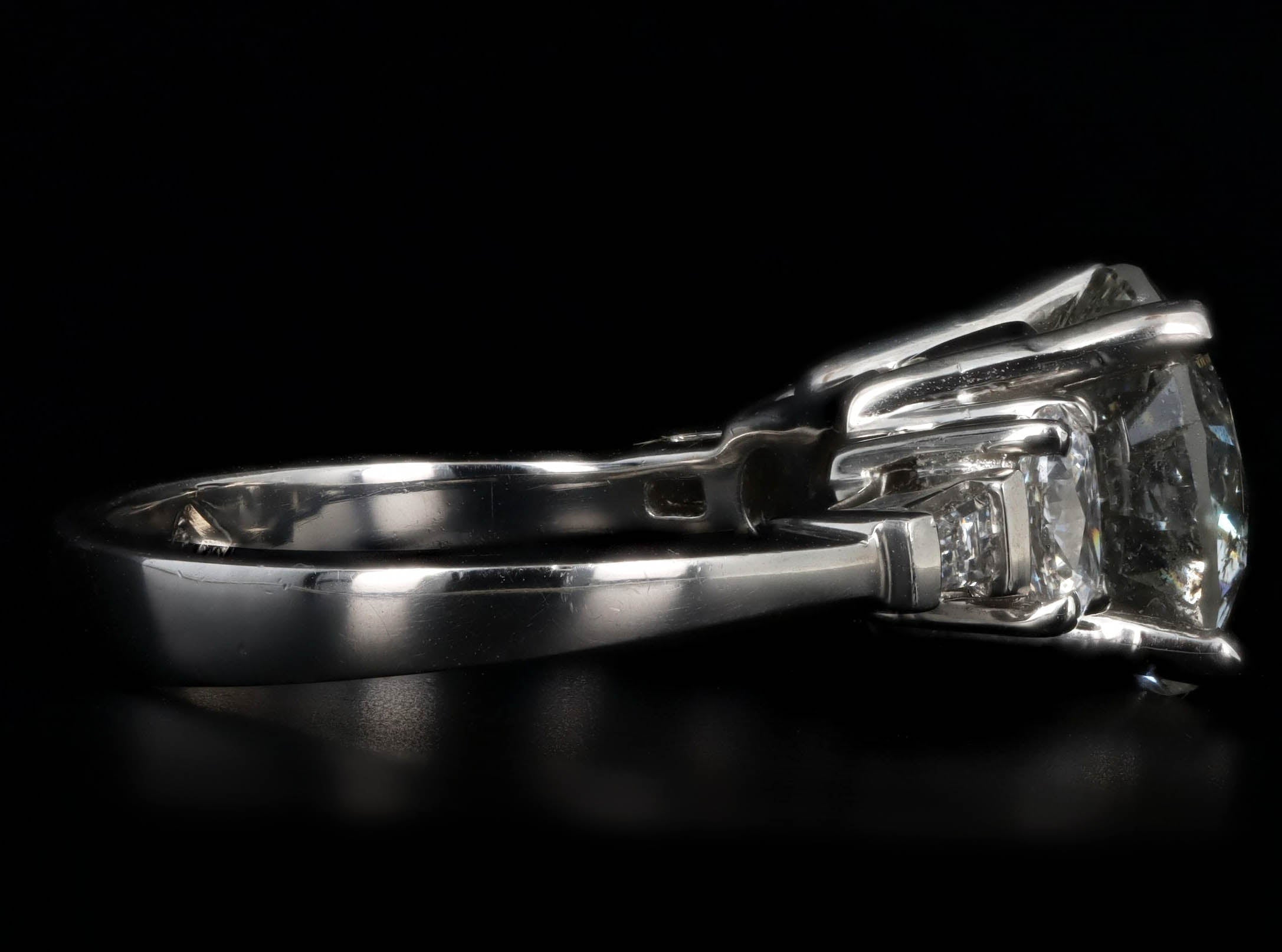 4.1 Carat Round Brilliant Diamond Oval Baguette Accent Engagement Ring in Platinum - Queen May