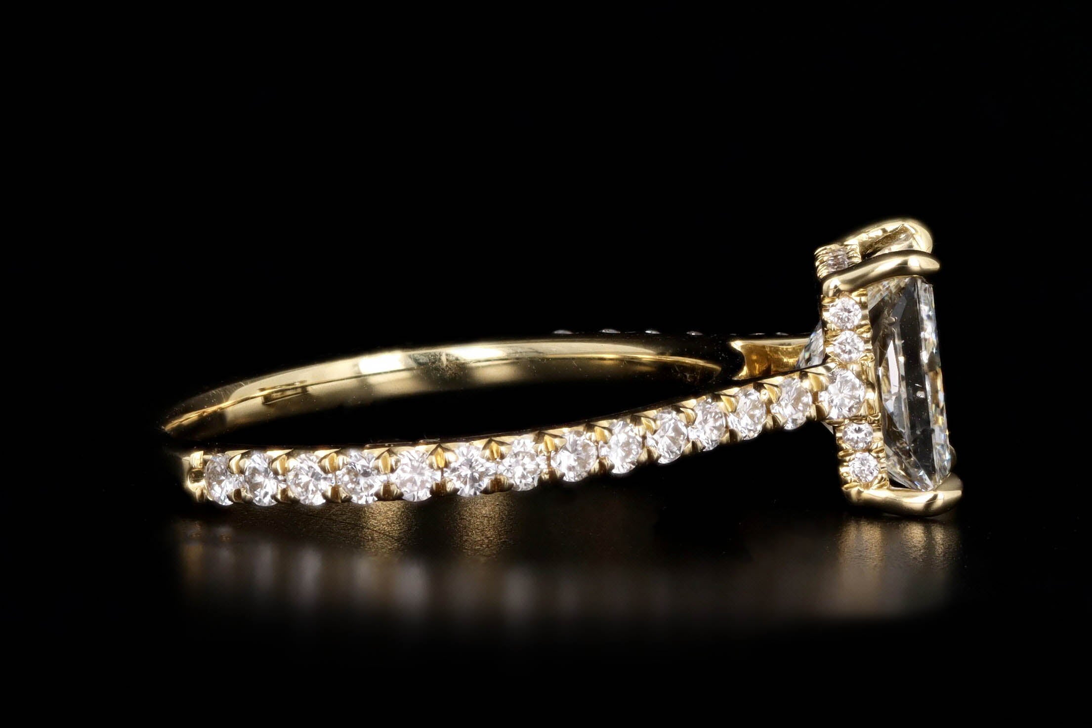 2.02 Carat Princess Cut Diamond Hidden Halo Engagement Ring in 18K Yellow Gold GIA Certified - Queen May