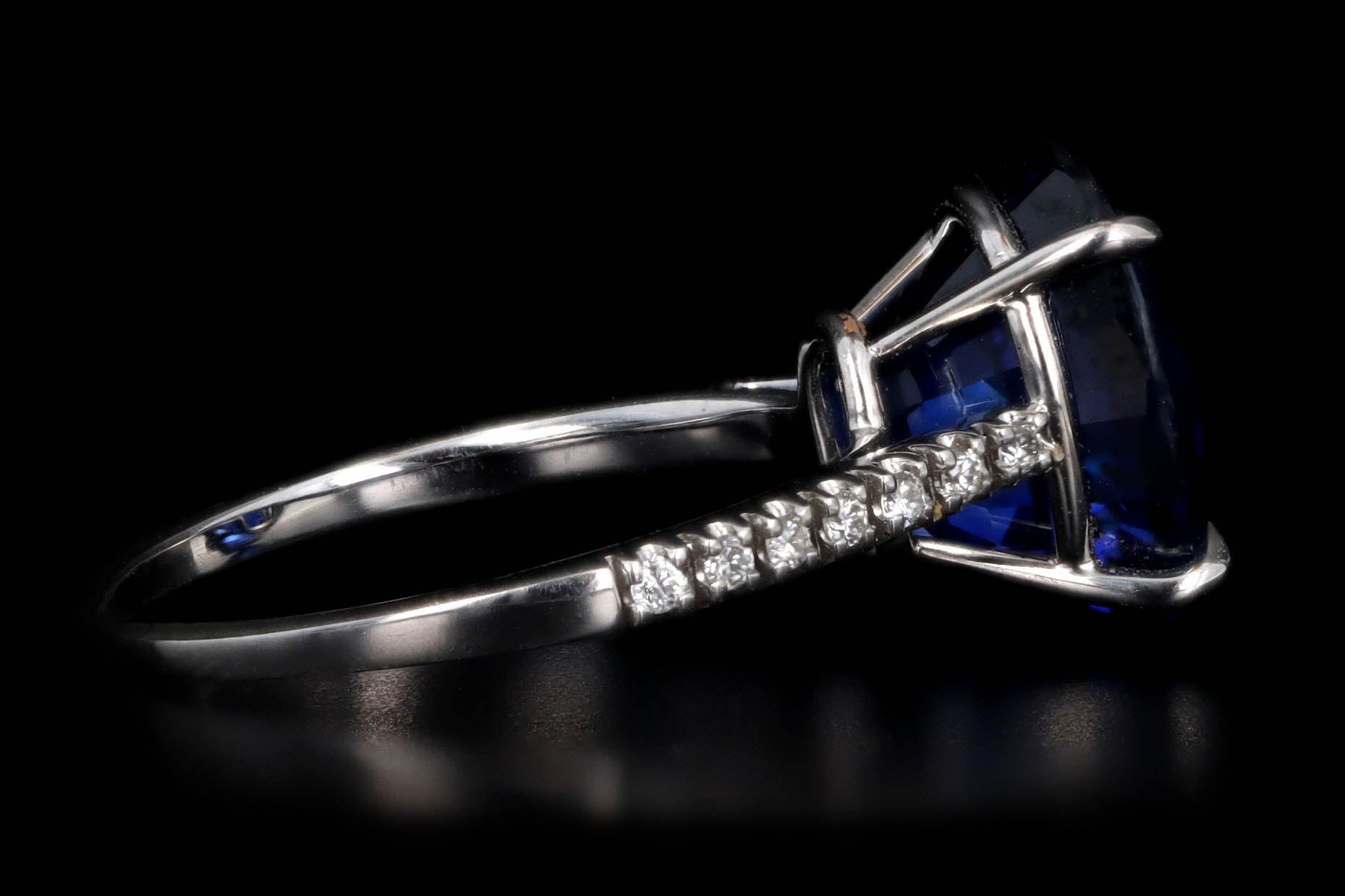Platinum 6.25 Carat Oval Royal Blue Ceylon Natural Sapphire & Diamond Ring - Queen May