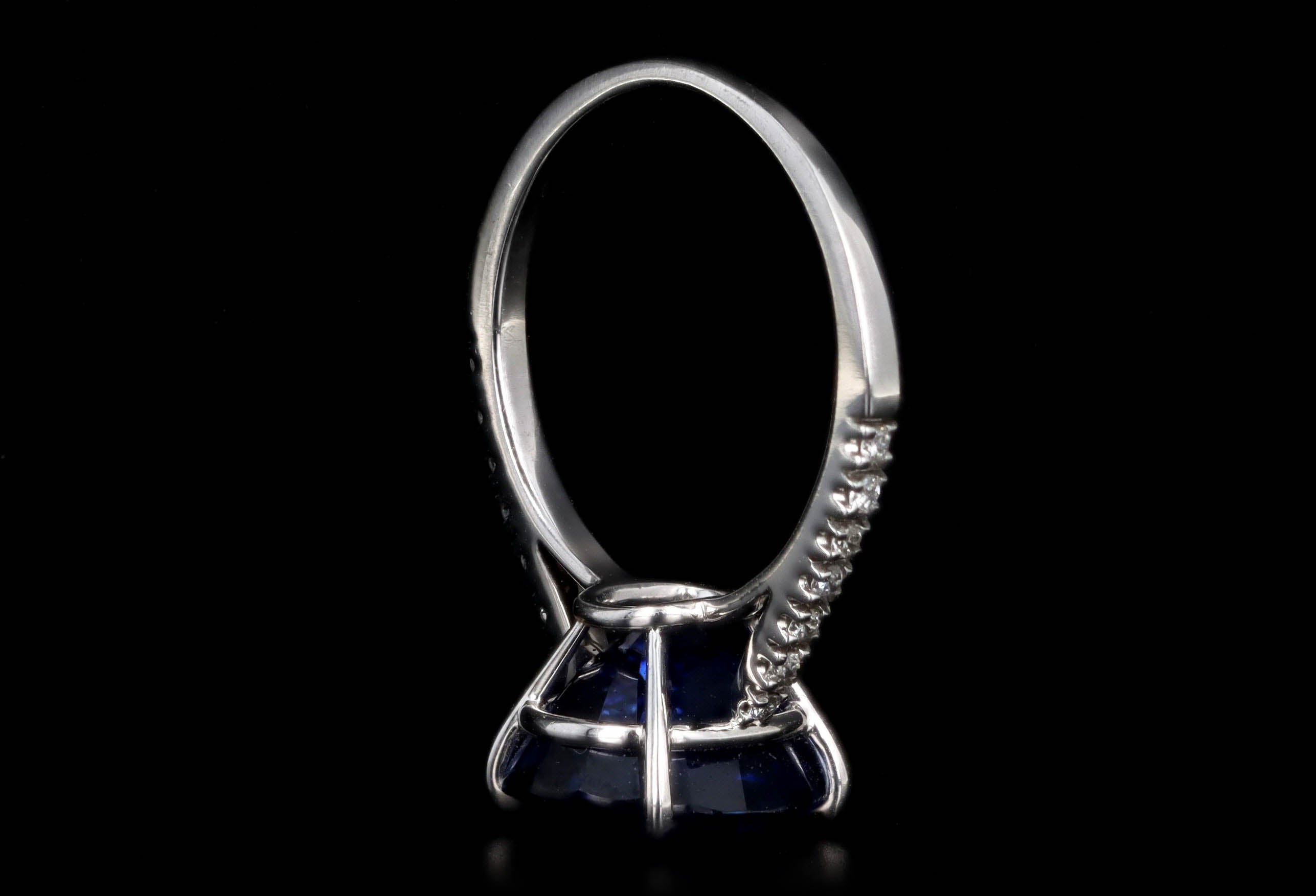 Platinum 6.25 Carat Oval Royal Blue Ceylon Natural Sapphire & Diamond Ring - Queen May