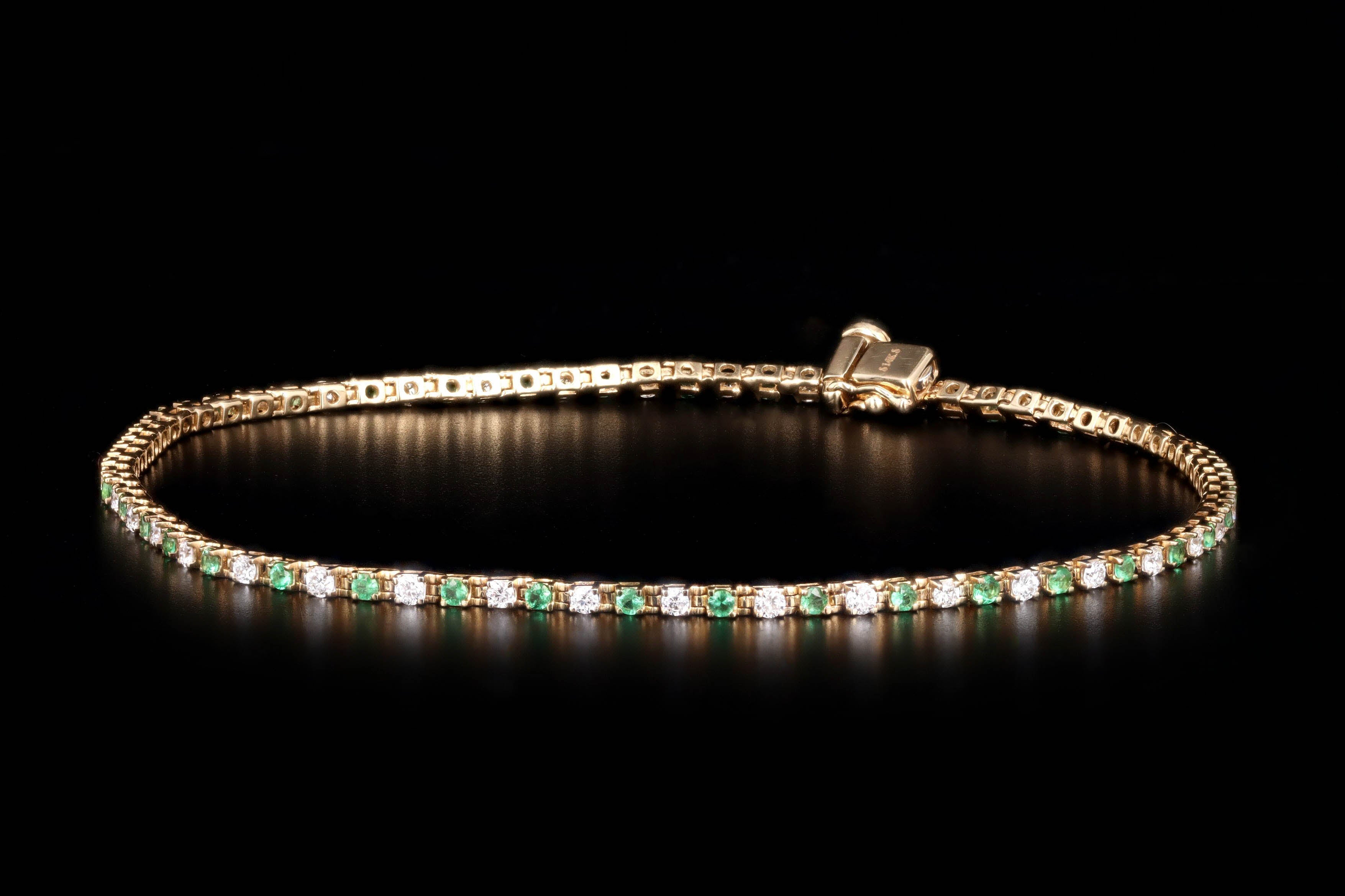 14K White or Yellow Gold Gemstone & Diamond Tennis Bracelet - Queen May