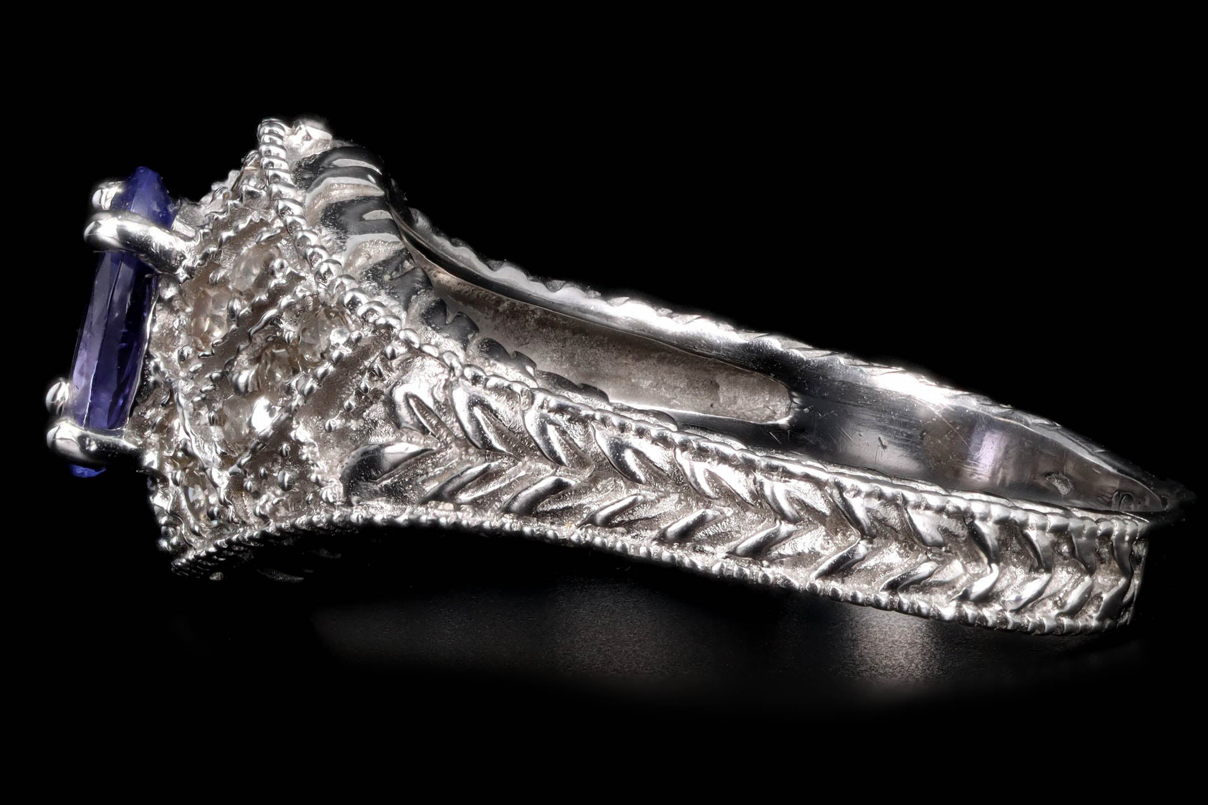 10K White Gold 0.65 Carat Tanzanite & Diamond Ring - Queen May