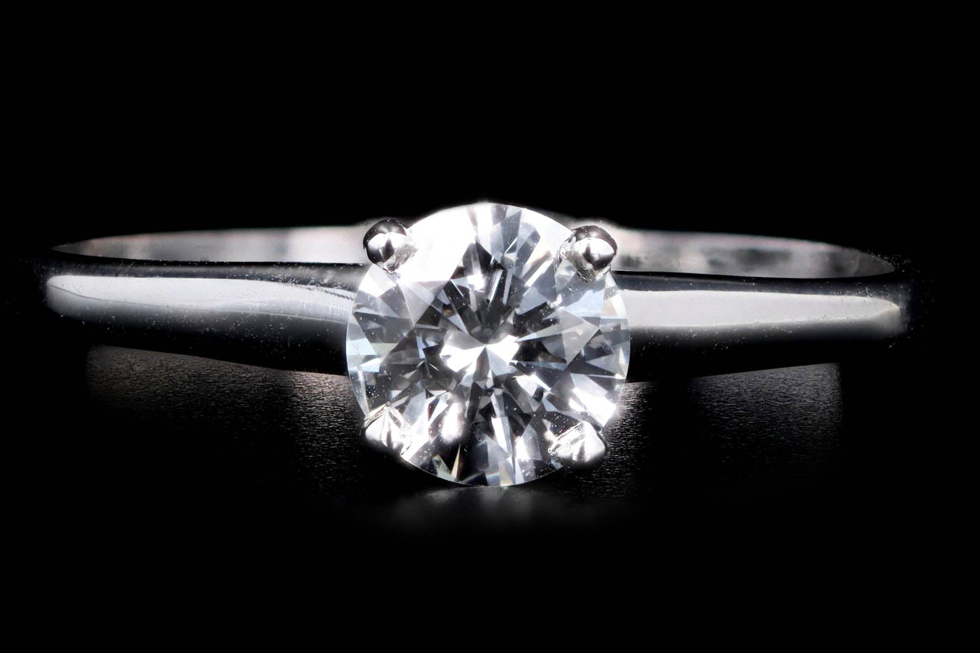 14K White Gold 0.72 Carat Round Brilliant Diamond Solitaire Engagement Ring - Queen May