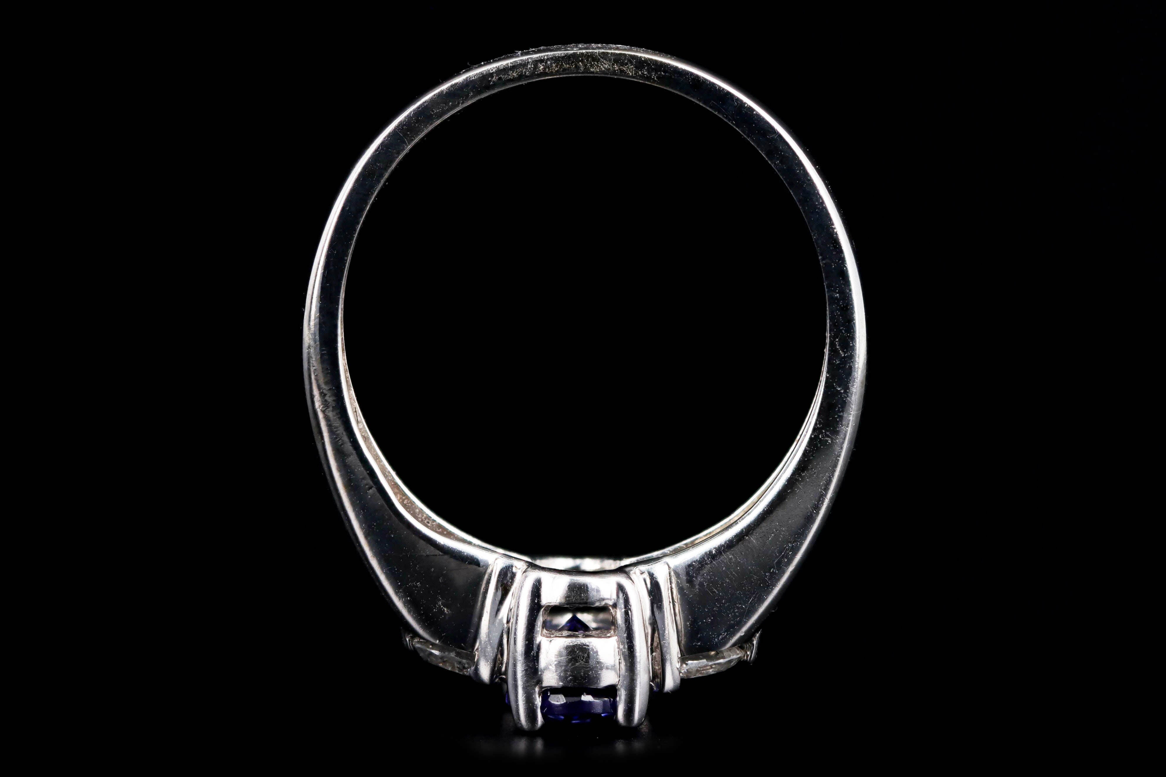 14K White Gold .80 Carat Oval Tanzanite & Diamond Ring - Queen May