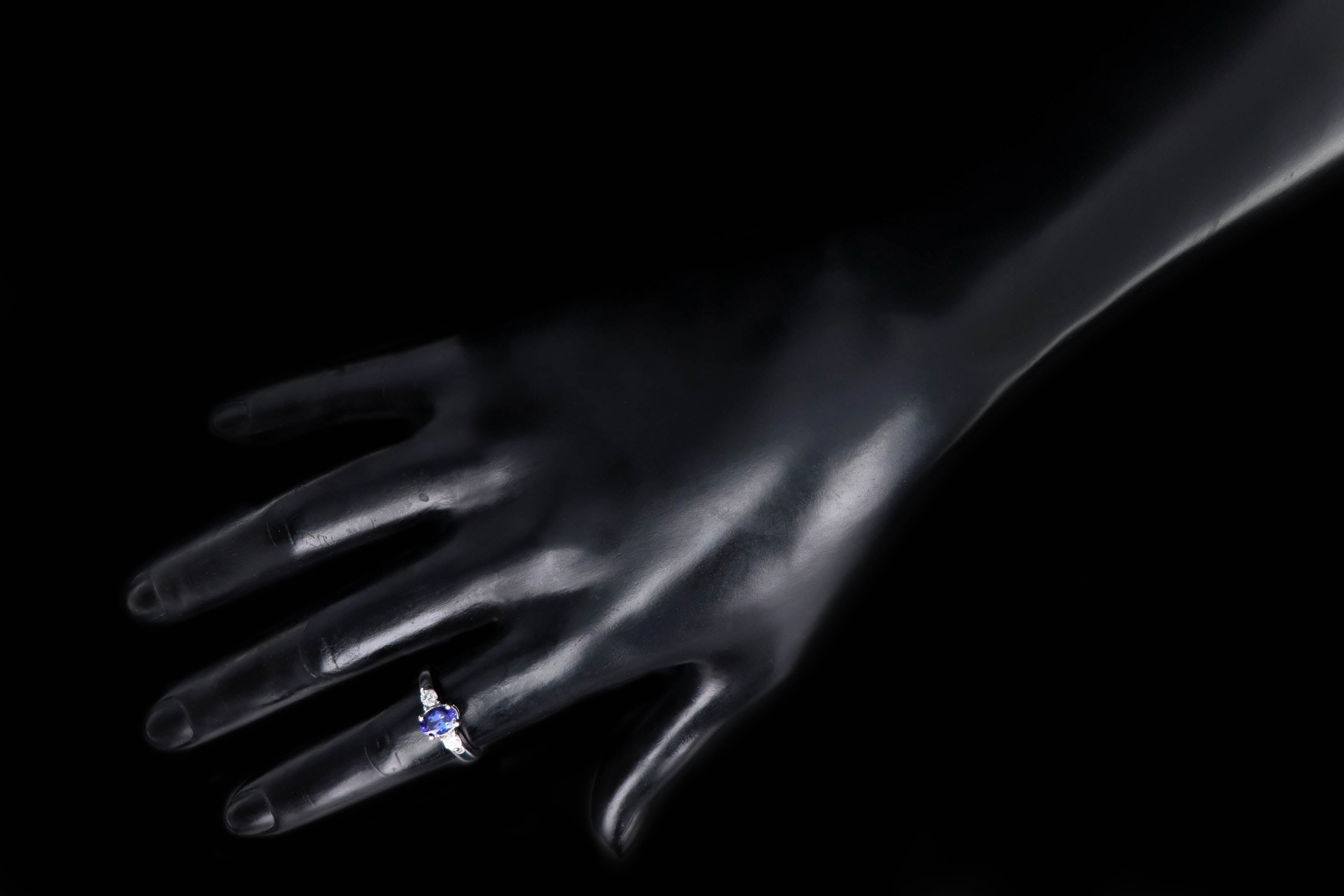 14K White Gold .80 Carat Oval Tanzanite & Diamond Ring - Queen May