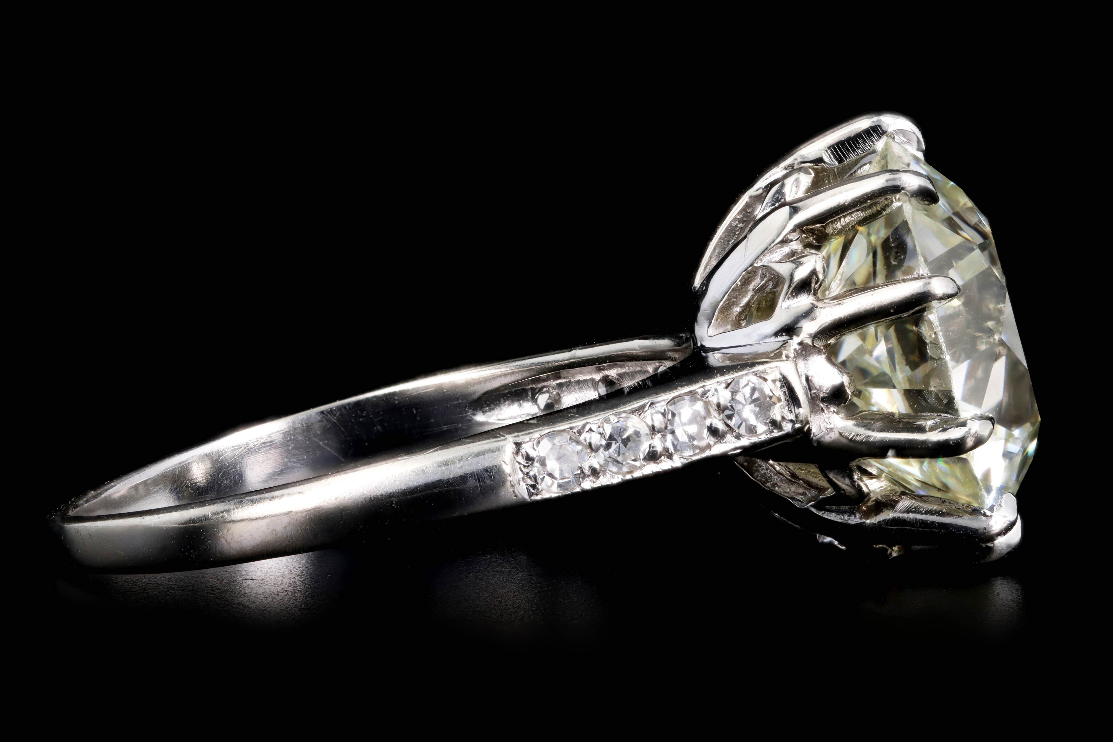 Art Deco 14K White Gold 6.26 Carat Old European Cut Diamond Engagement Ring GIA Certified - Queen May