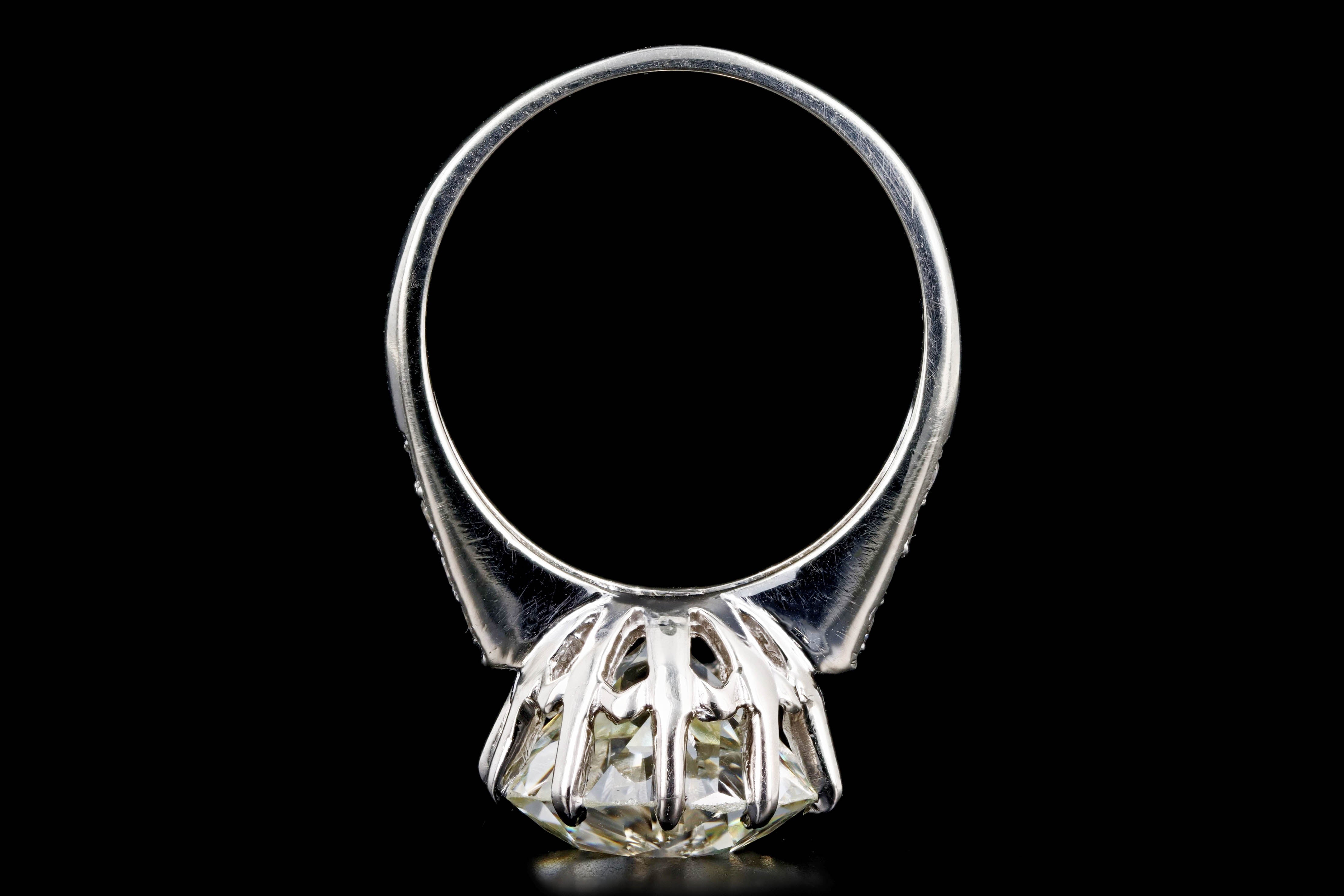 Art Deco 14K White Gold 6.26 Carat Old European Cut Diamond Engagement Ring GIA Certified - Queen May