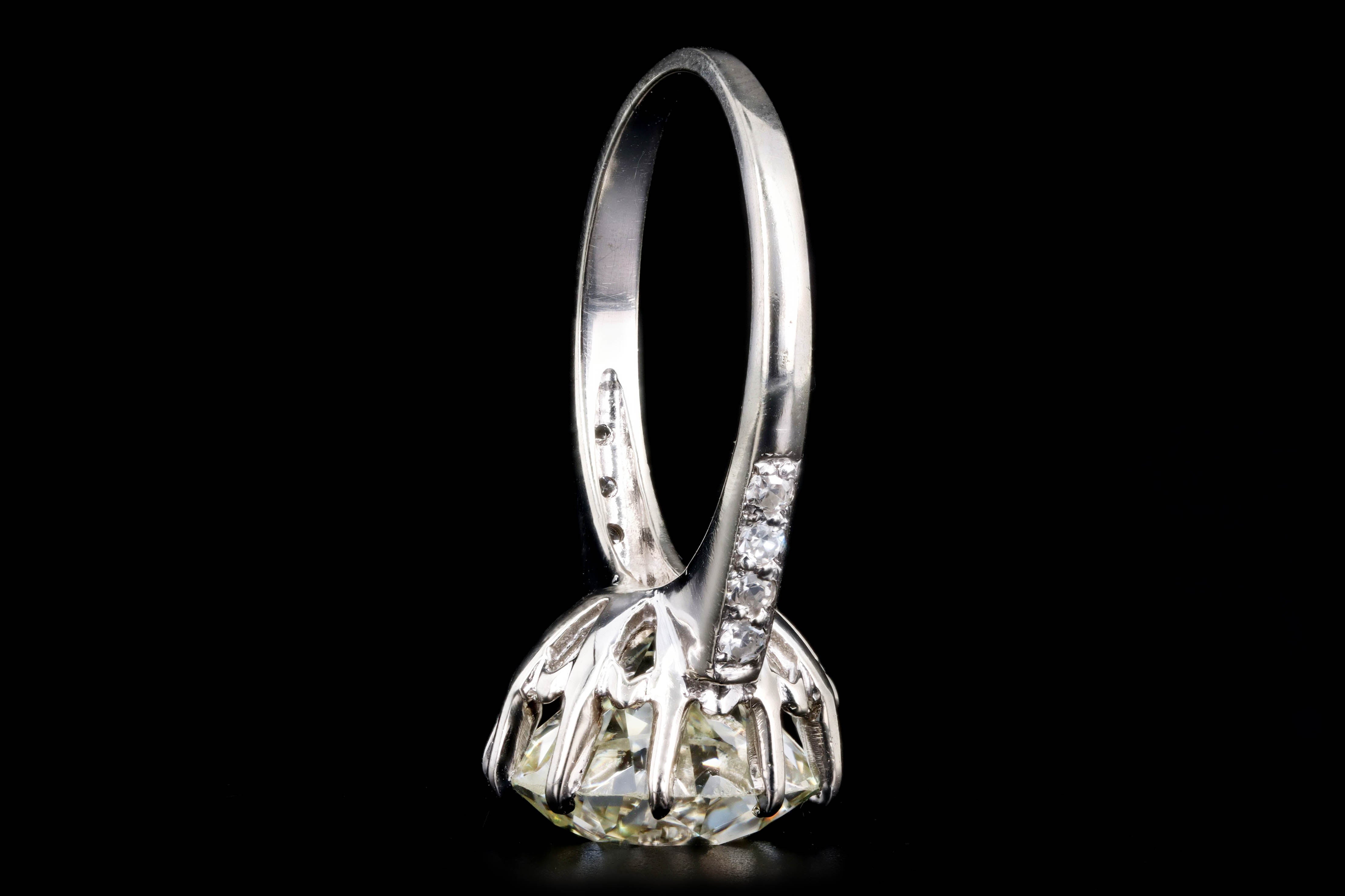 Art Deco 14K White Gold 6.26 Carat Old European Cut Diamond Engagement Ring GIA Certified - Queen May