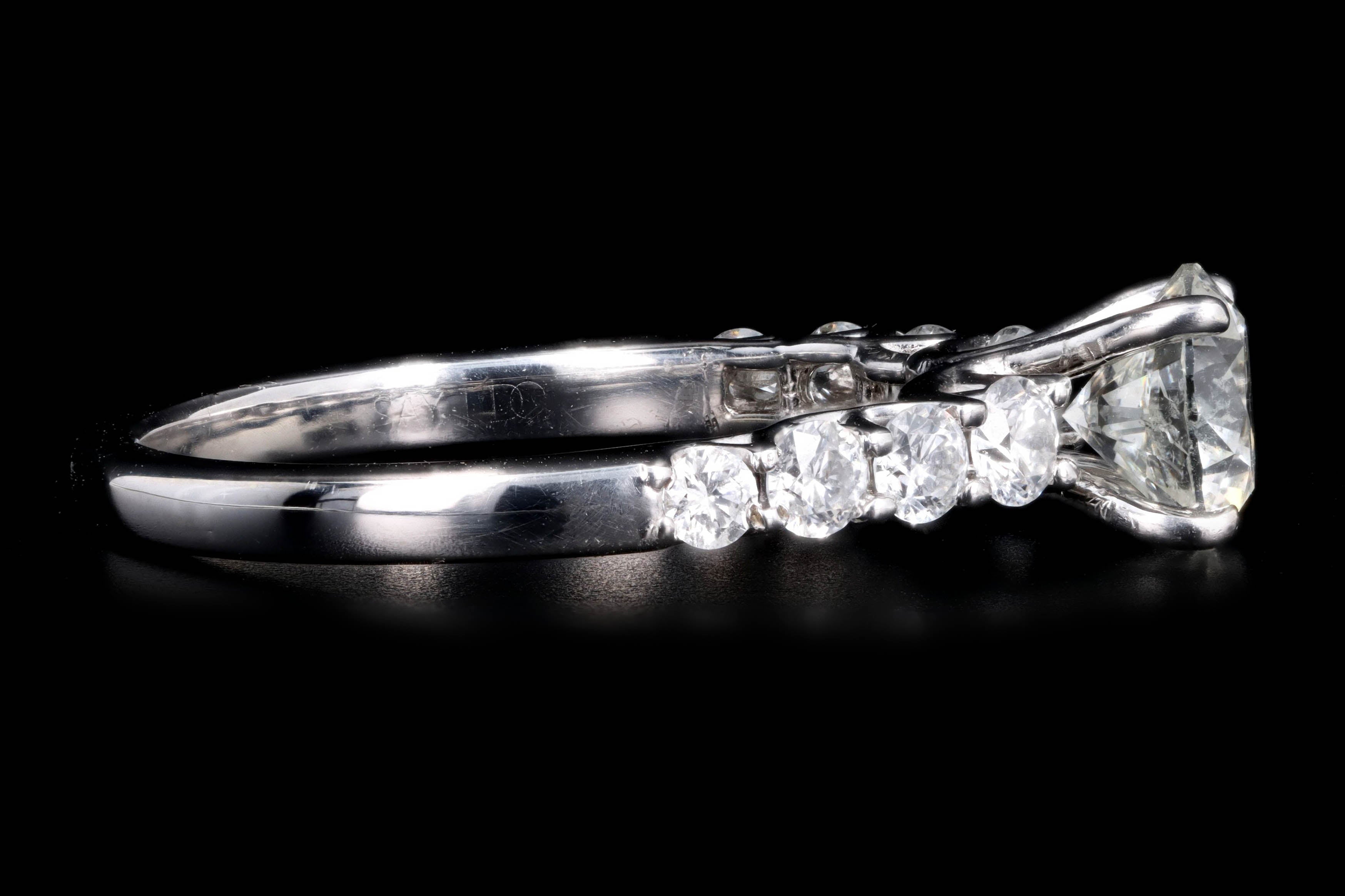 14K White Gold 1.01 Carat Round Brilliant Diamond Engagement GSI Certified - Queen May