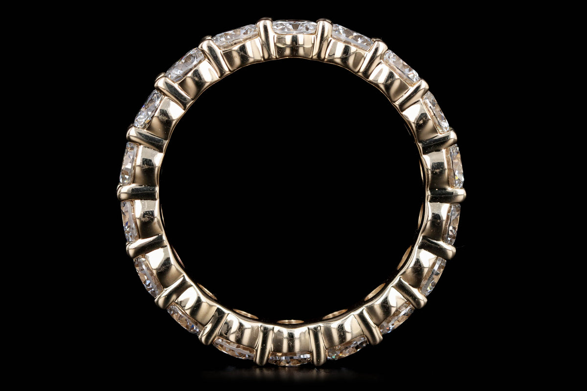 14K Yellow Gold 4.36 Carat Total Weight Round Brilliant Diamond Eternity Wedding Band - Queen May