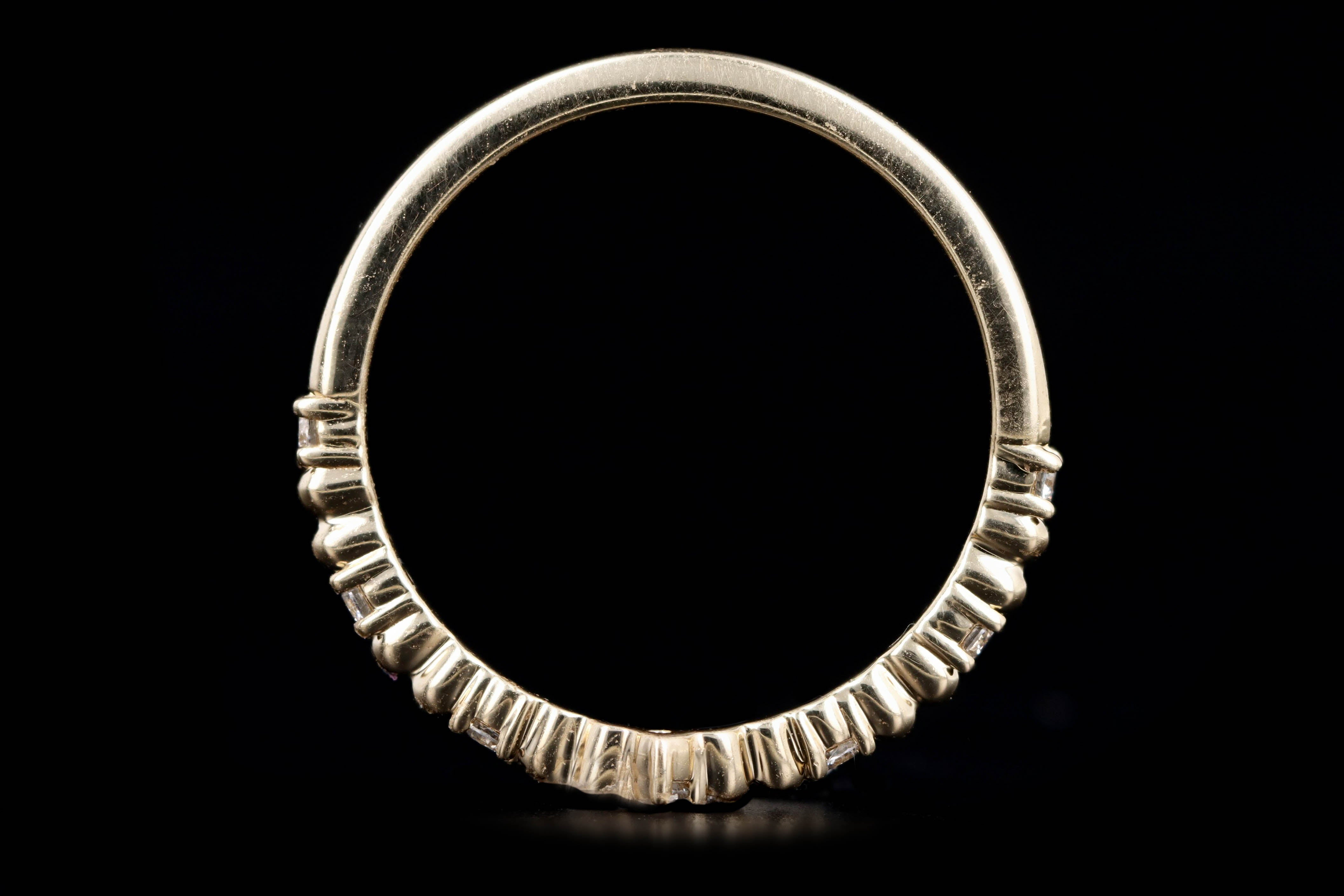 14K Gold .10 Carat Total Weight Round Diamond Contour Band - Queen May