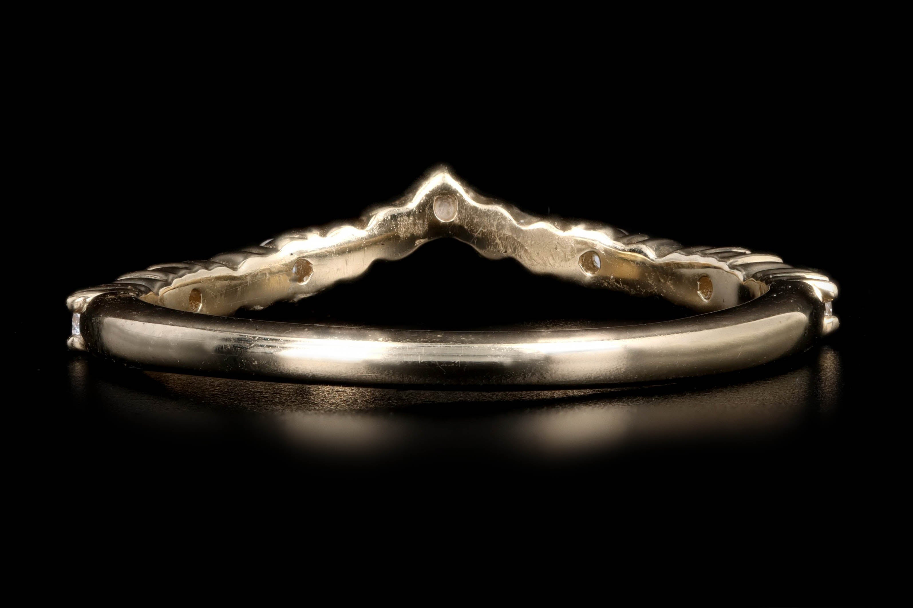 14K Gold .10 Carat Total Weight Round Diamond Contour Band - Queen May