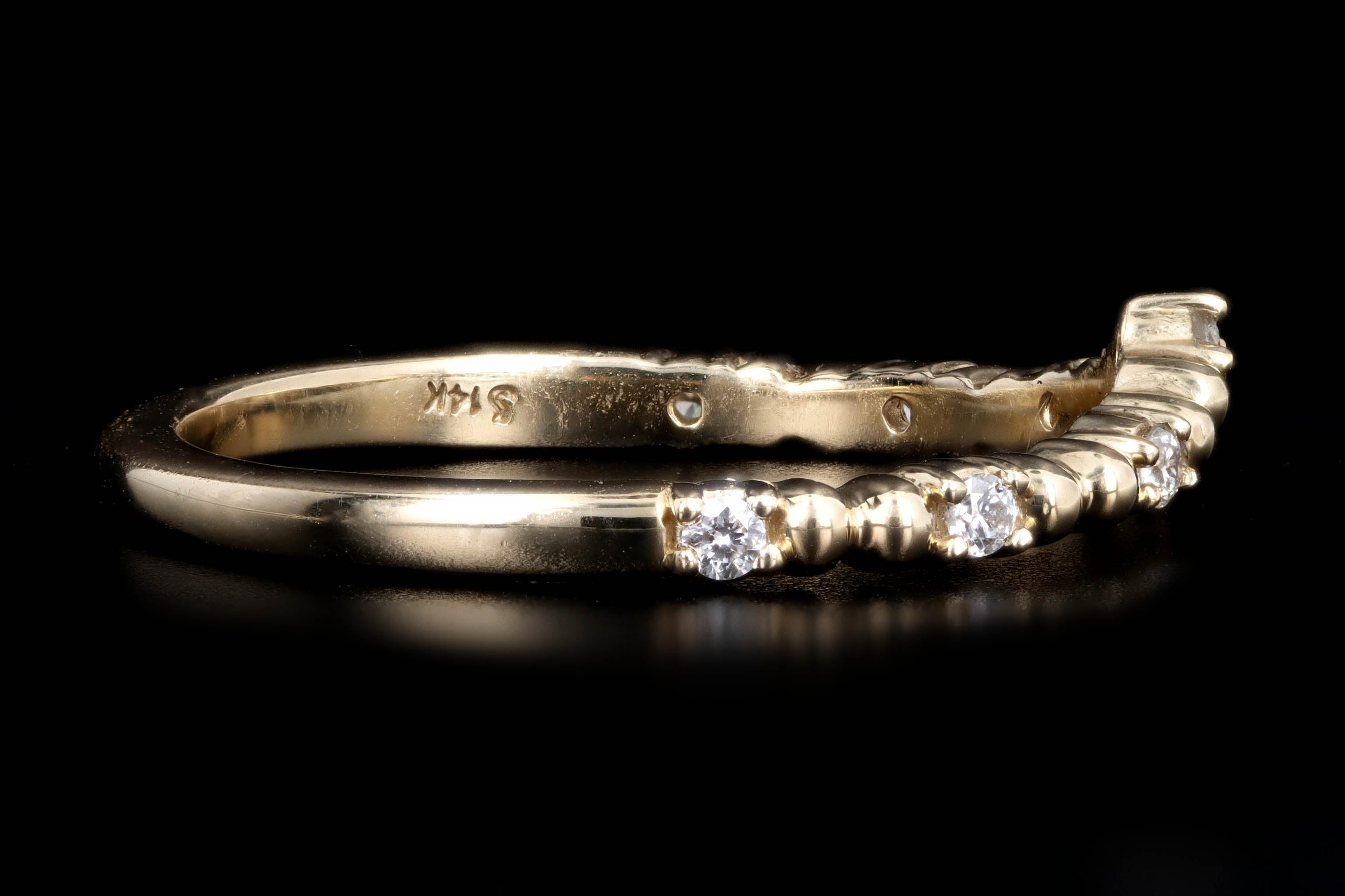 14K Gold .10 Carat Total Weight Round Diamond Contour Band - Queen May