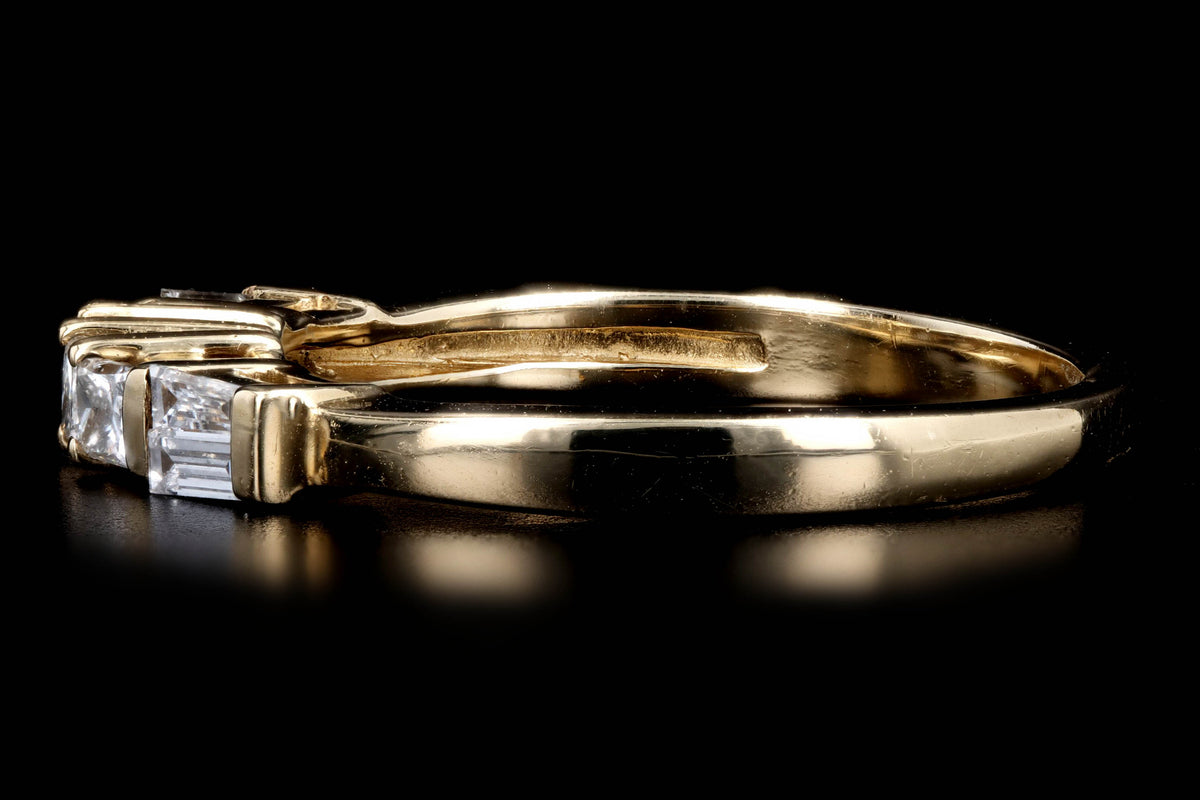 14K Yellow Gold 0.35 Carat Total Weight Princess & Tapered Baguette Diamond Band - Queen May
