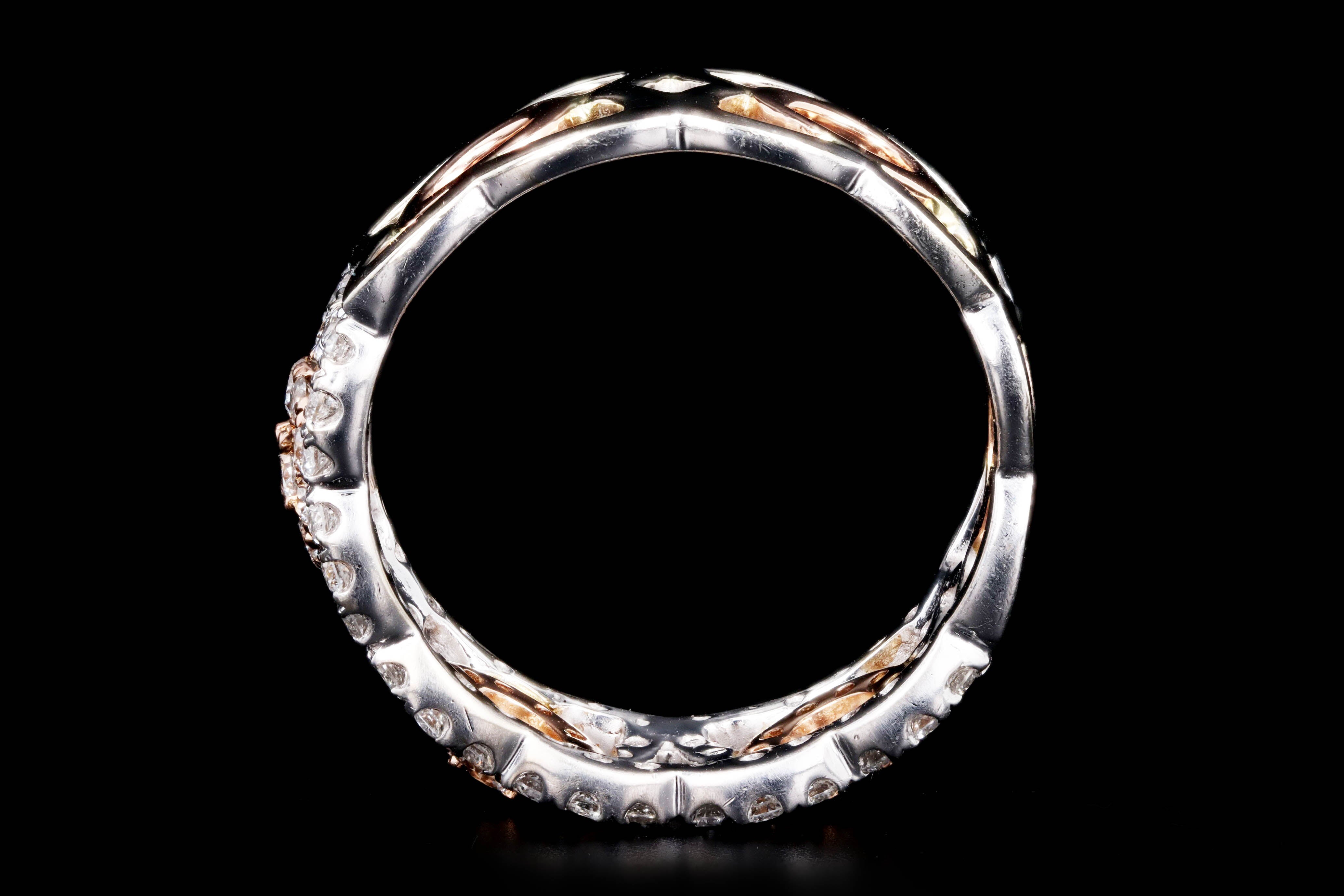 14K White & Rose Gold 1 Carat Total Weight Diamond Two Tone Wide Band - Queen May