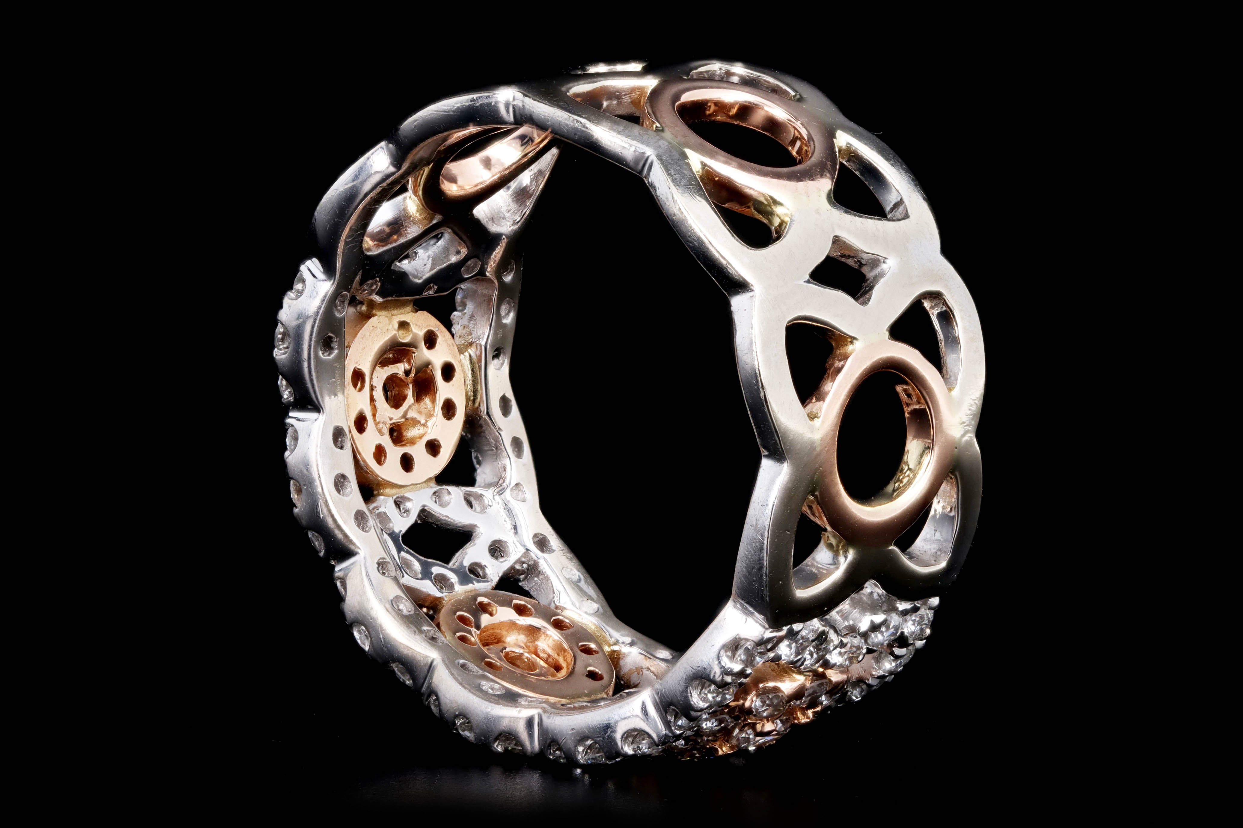 14K White & Rose Gold 1 Carat Total Weight Diamond Two Tone Wide Band - Queen May