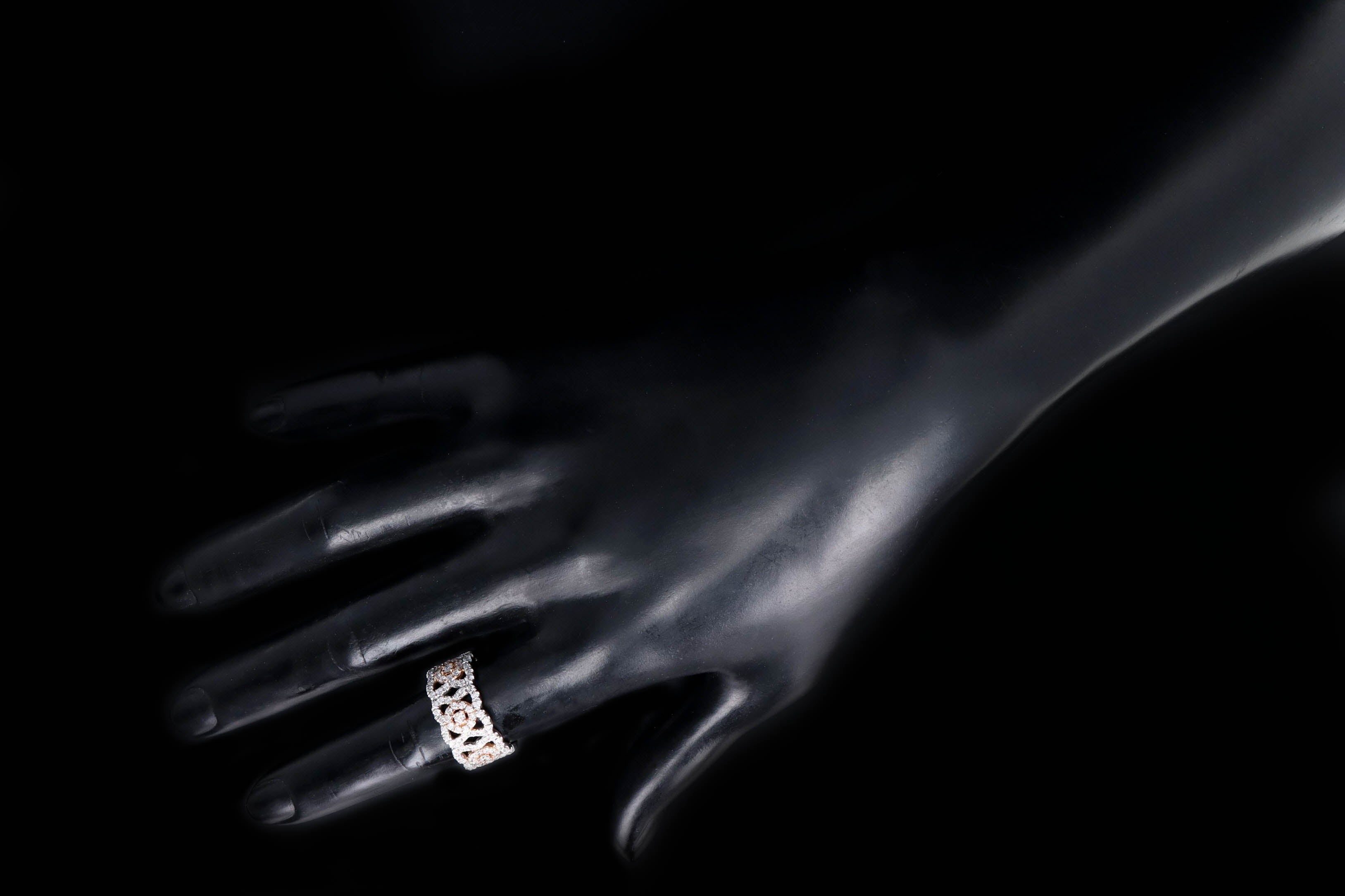 14K White & Rose Gold 1 Carat Total Weight Diamond Two Tone Wide Band - Queen May