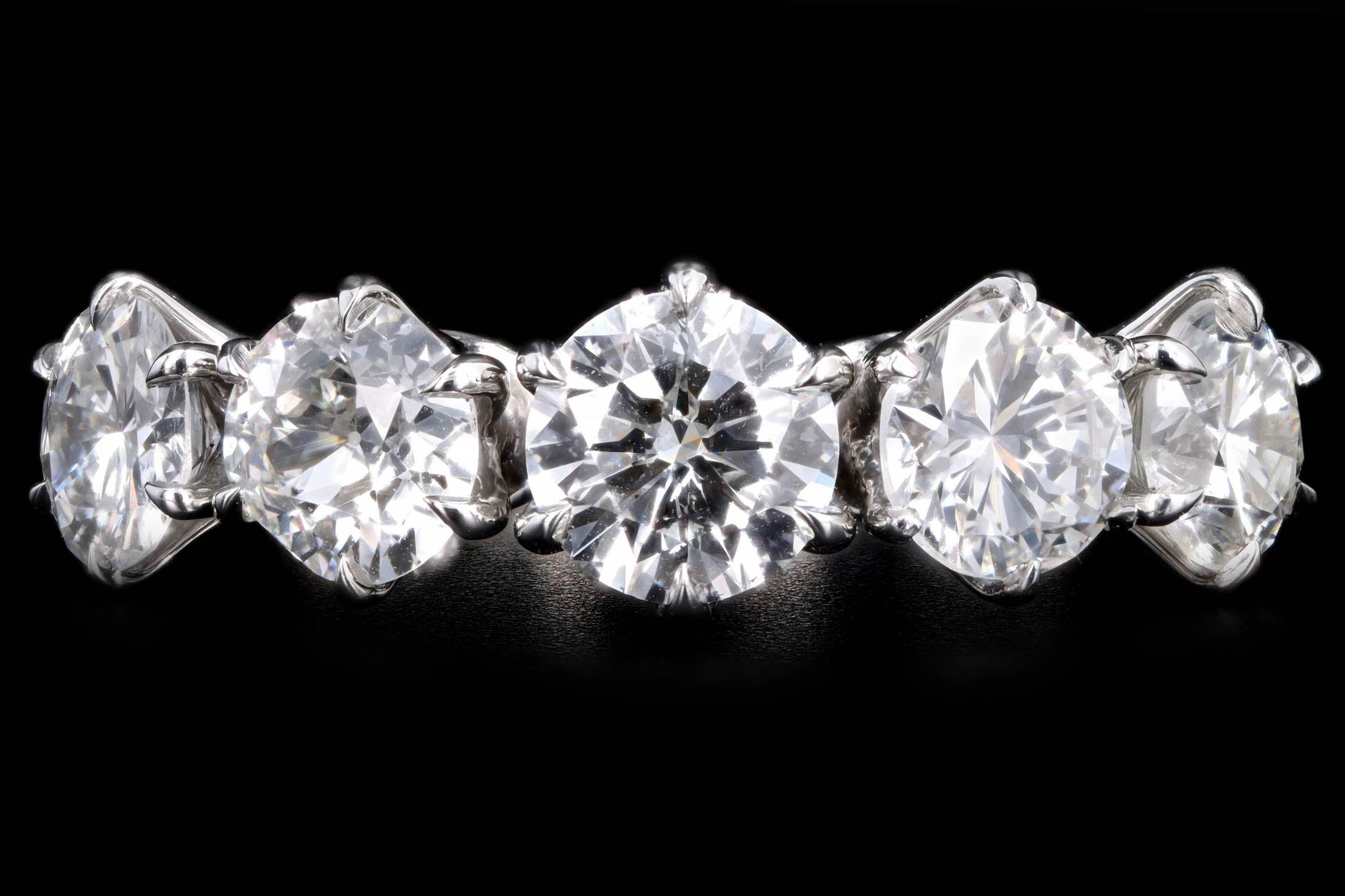 Victorian Inspired Platinum 2.70 Carat Total Weight Old European Cut Diamond Five Stone Graduated Wedding Band - Queen May