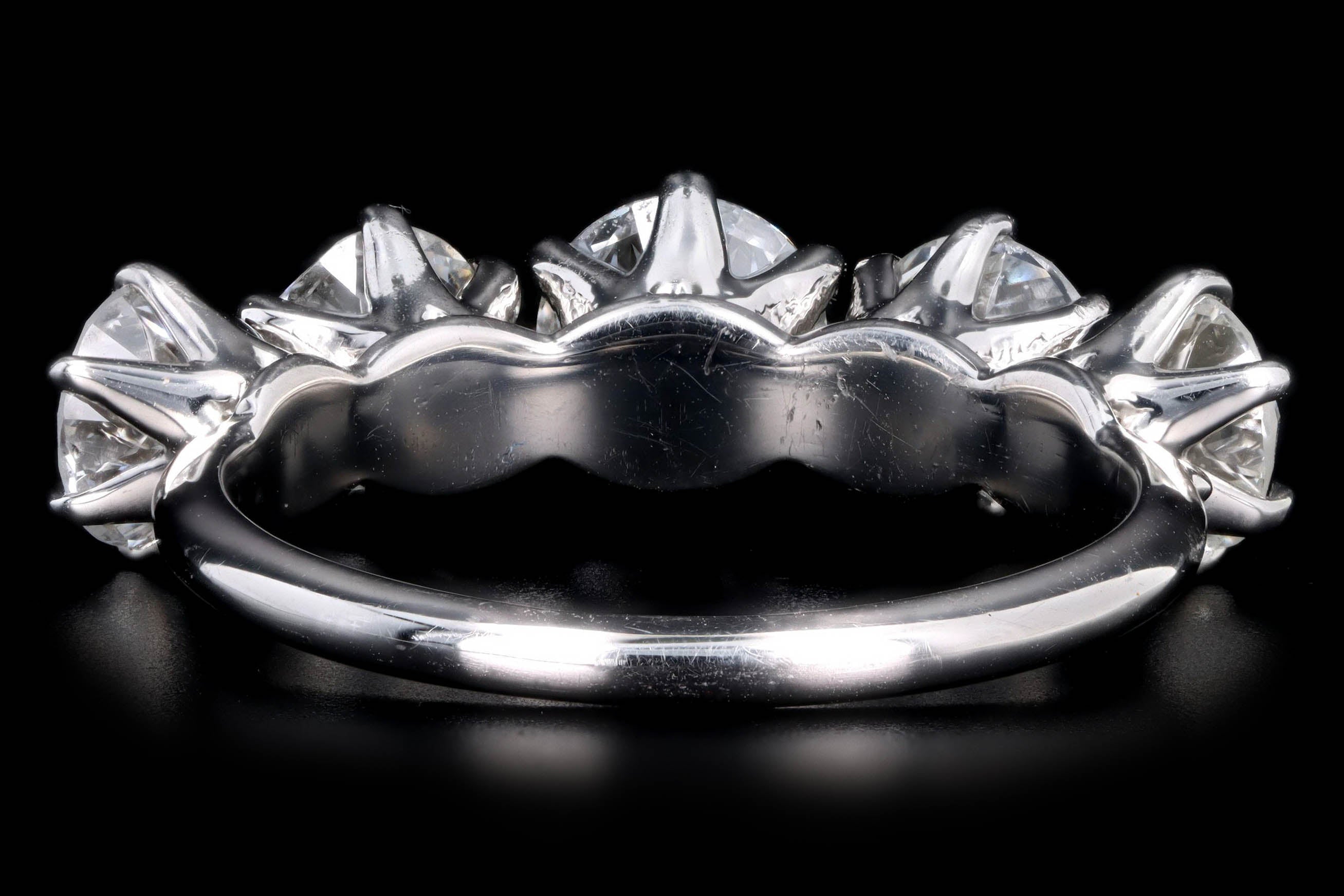 Victorian Inspired Platinum 2.70 Carat Total Weight Old European Cut Diamond Five Stone Graduated Wedding Band - Queen May