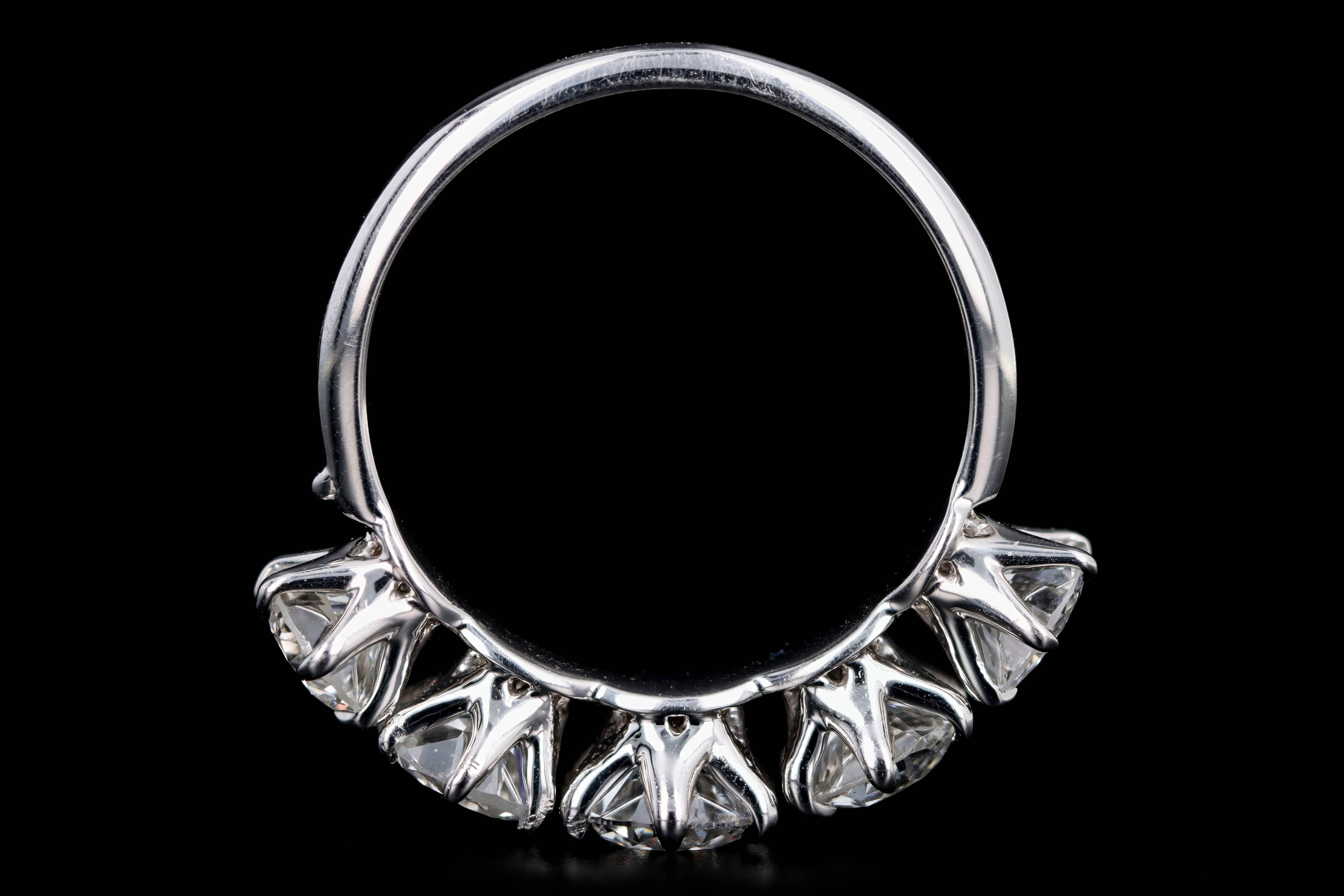Victorian Inspired Platinum 2.70 Carat Total Weight Old European Cut Diamond Five Stone Graduated Wedding Band - Queen May