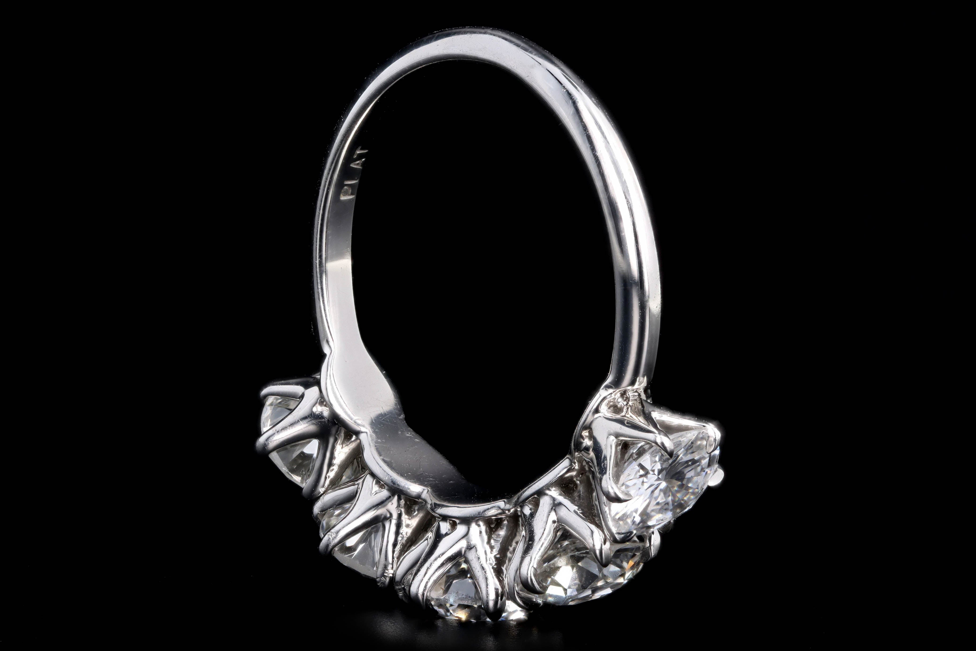 Victorian Inspired Platinum 2.70 Carat Total Weight Old European Cut Diamond Five Stone Graduated Wedding Band - Queen May