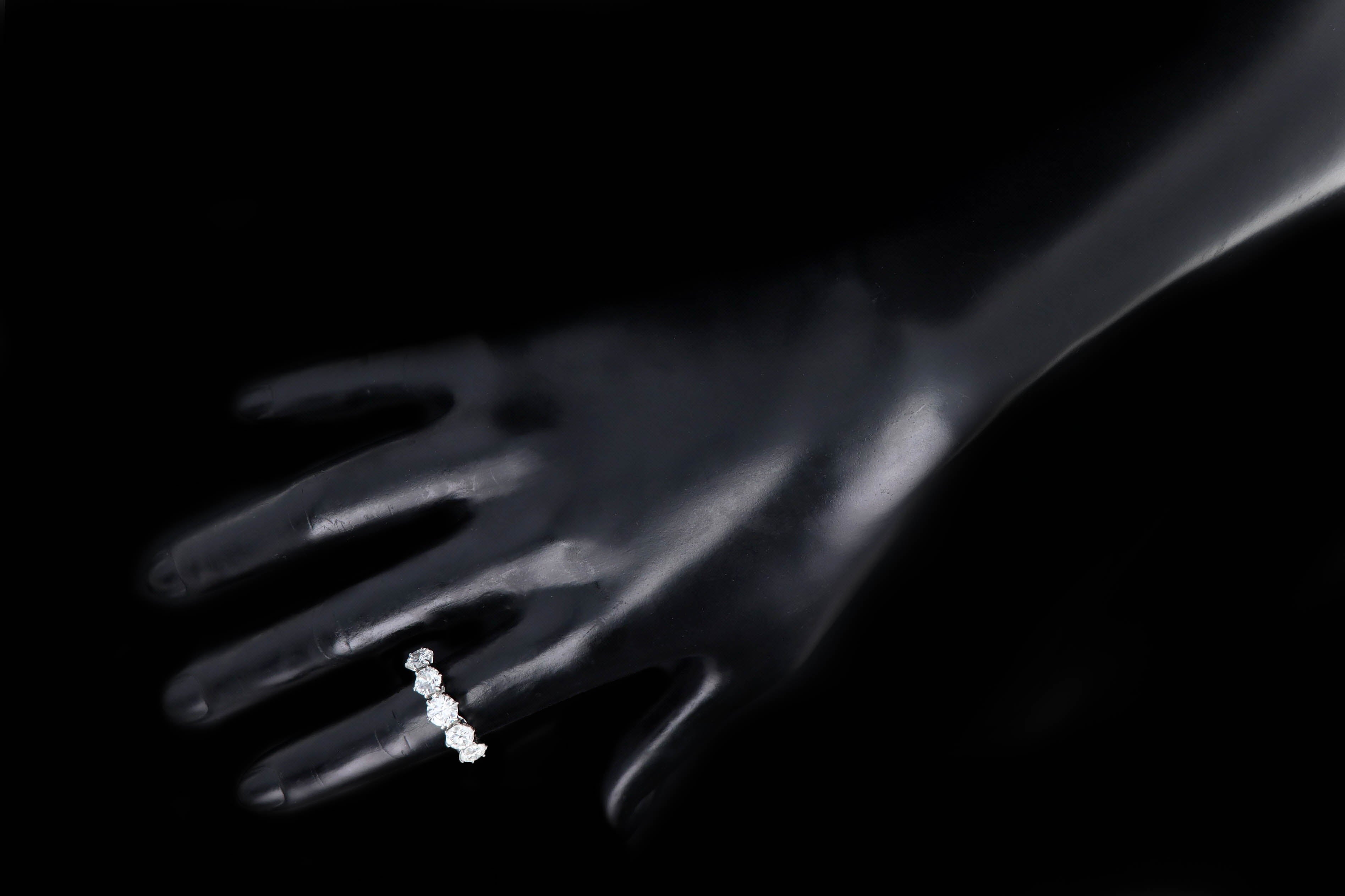 Victorian Inspired Platinum 2.70 Carat Total Weight Old European Cut Diamond Five Stone Graduated Wedding Band - Queen May