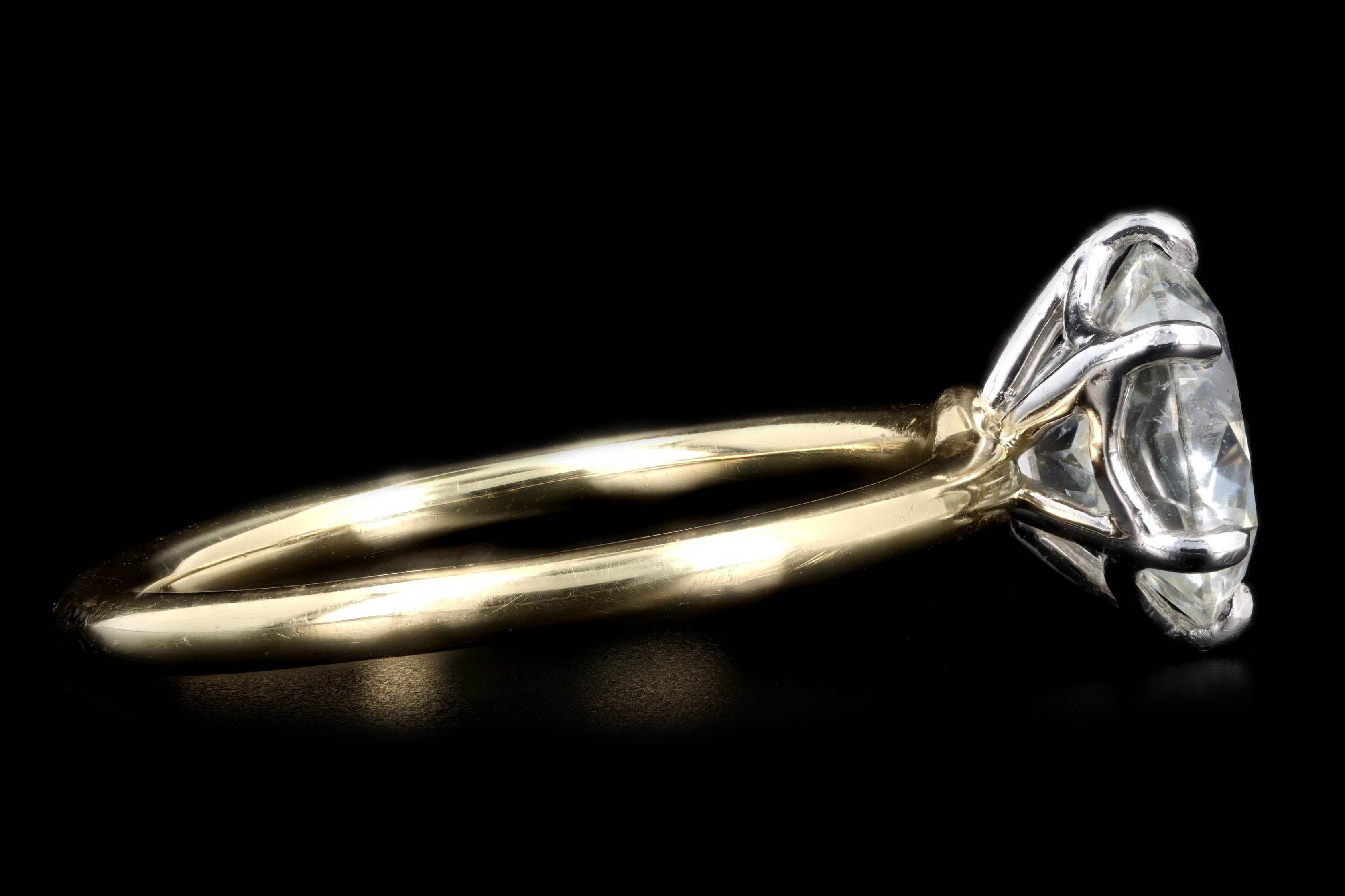 18K Yellow Gold and Platinum 2.06 Carat Round Brilliant Diamond Solitaire Engagement Ring GIA Certified - Queen May