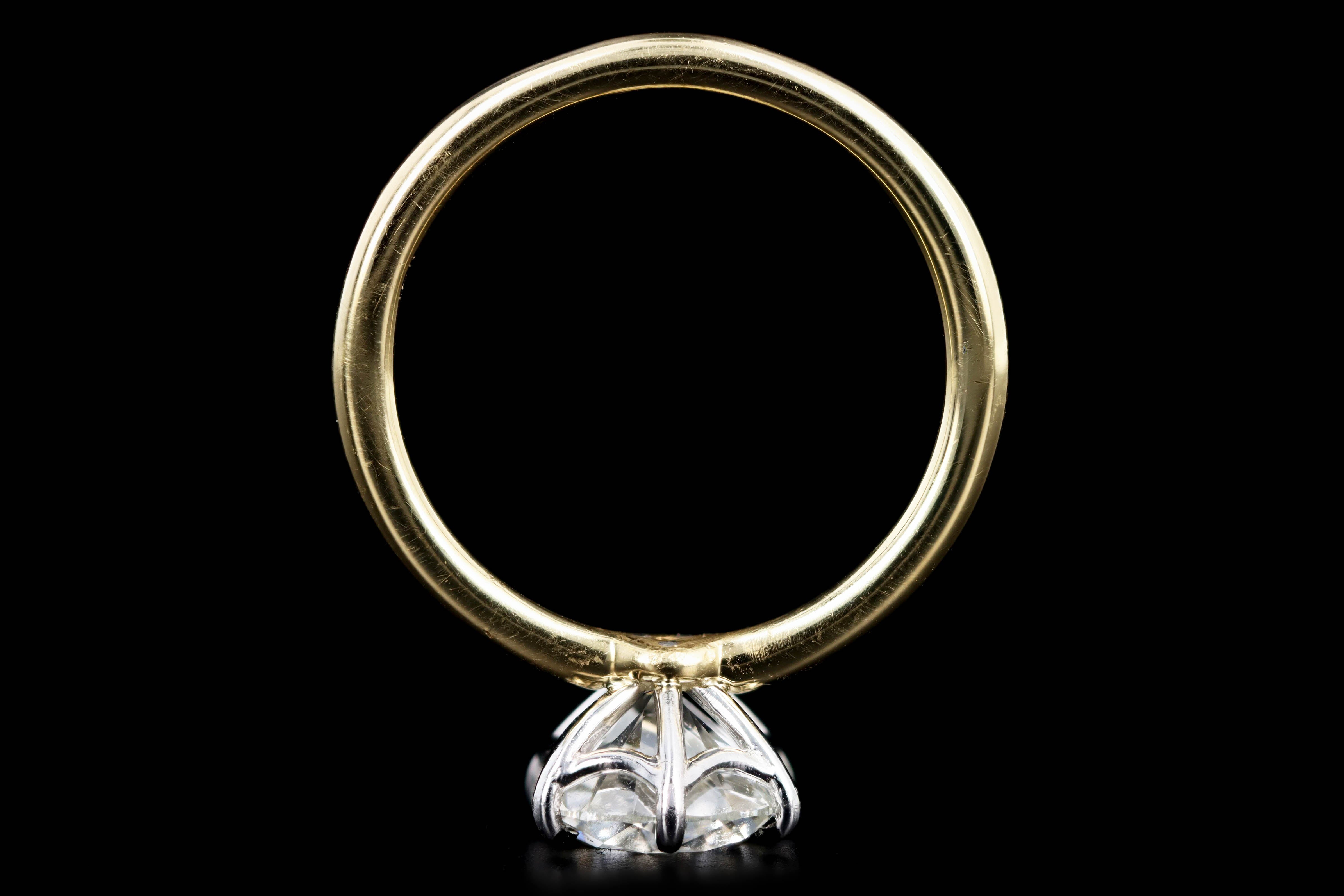 18K Yellow Gold and Platinum 2.06 Carat Round Brilliant Diamond Solitaire Engagement Ring GIA Certified - Queen May
