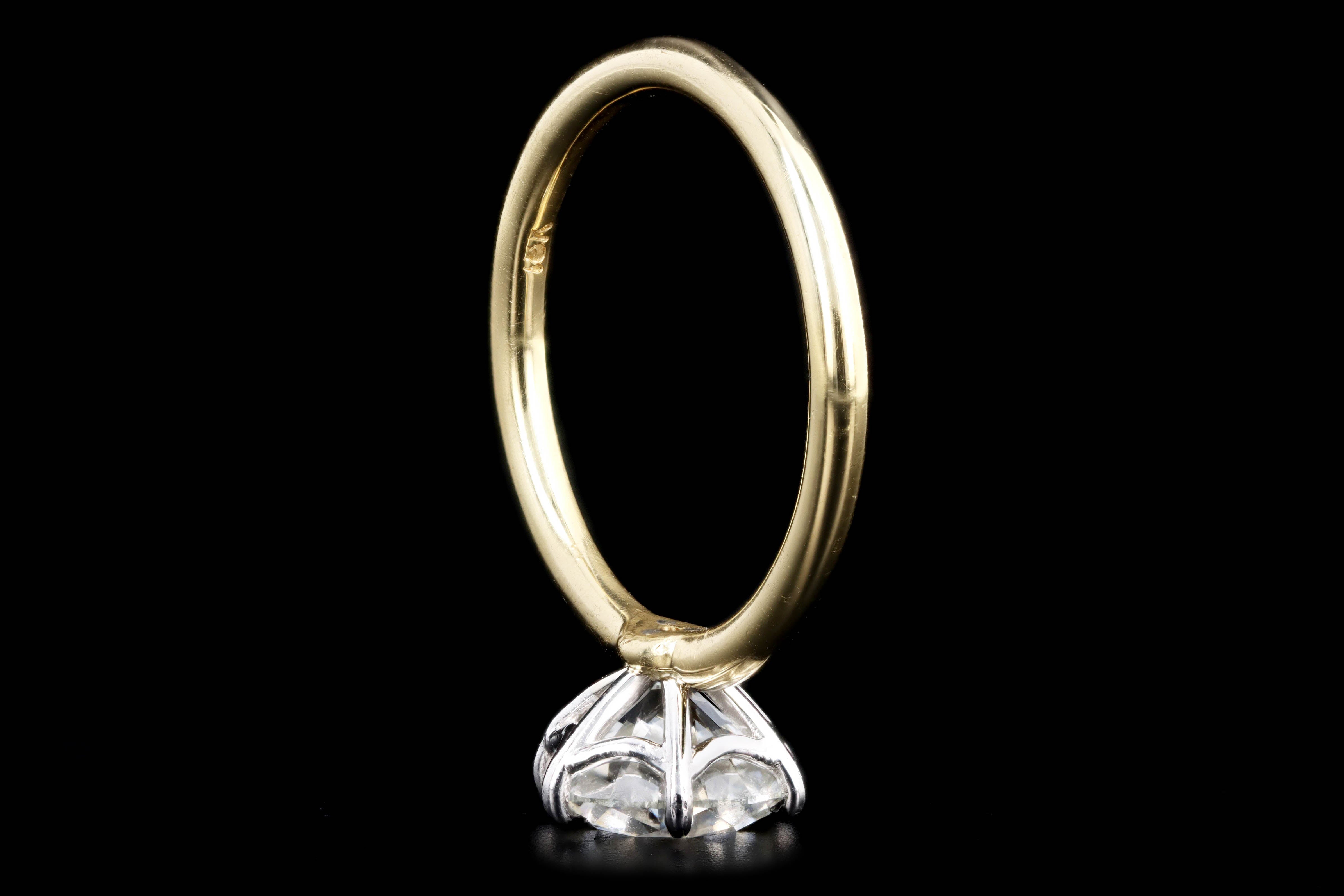 18K Yellow Gold and Platinum 2.06 Carat Round Brilliant Diamond Solitaire Engagement Ring GIA Certified - Queen May