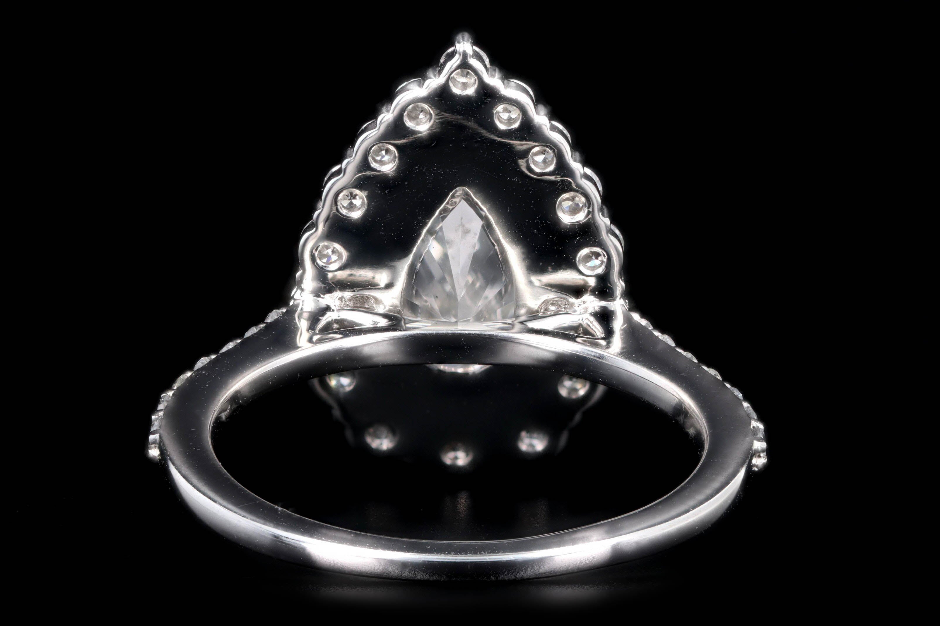 Platinum 2.10 Carat Pear Cut Diamond Graduated Halo Engagement Ring GIA Certified - Queen May