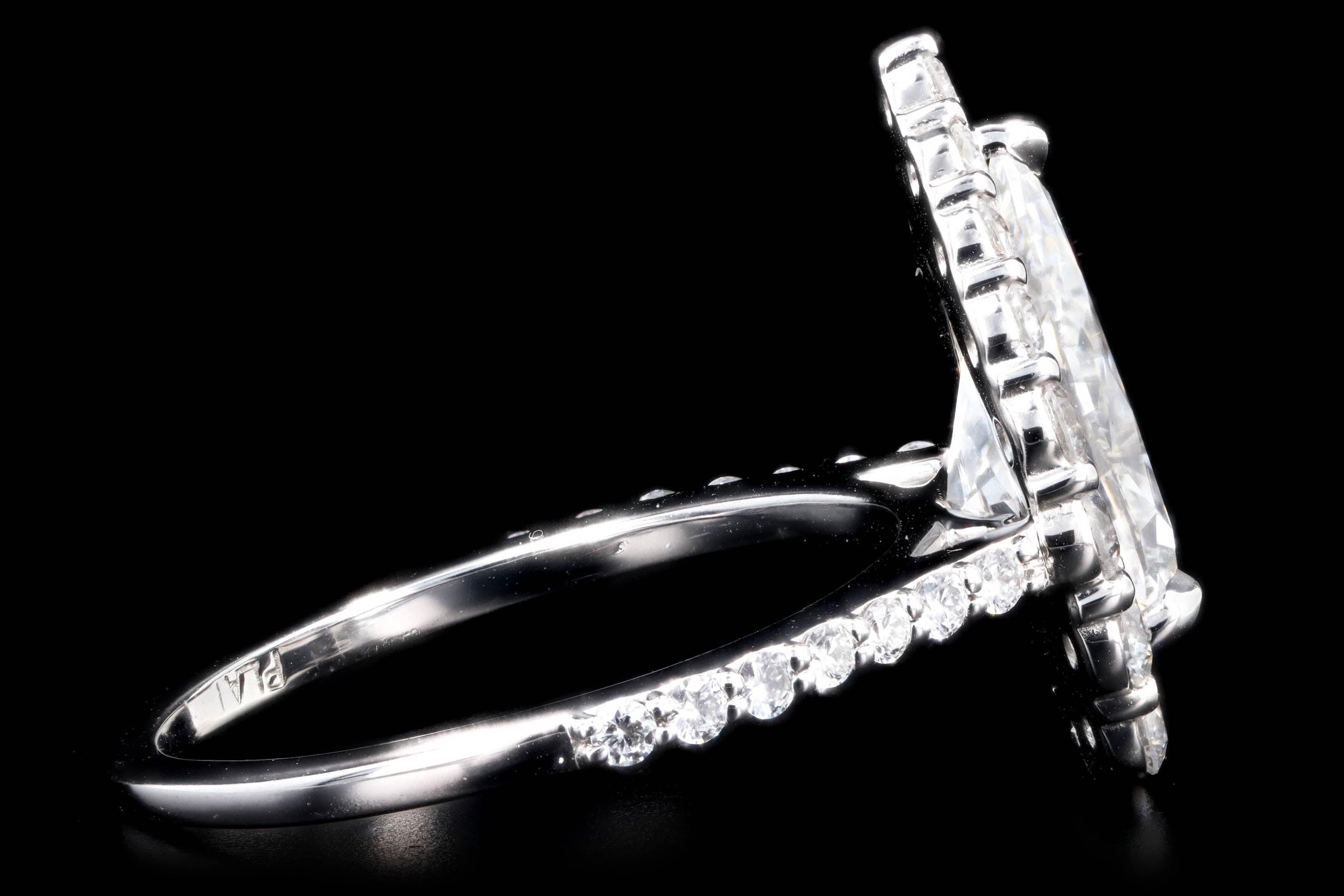 Platinum 2.10 Carat Pear Cut Diamond Graduated Halo Engagement Ring GIA Certified - Queen May