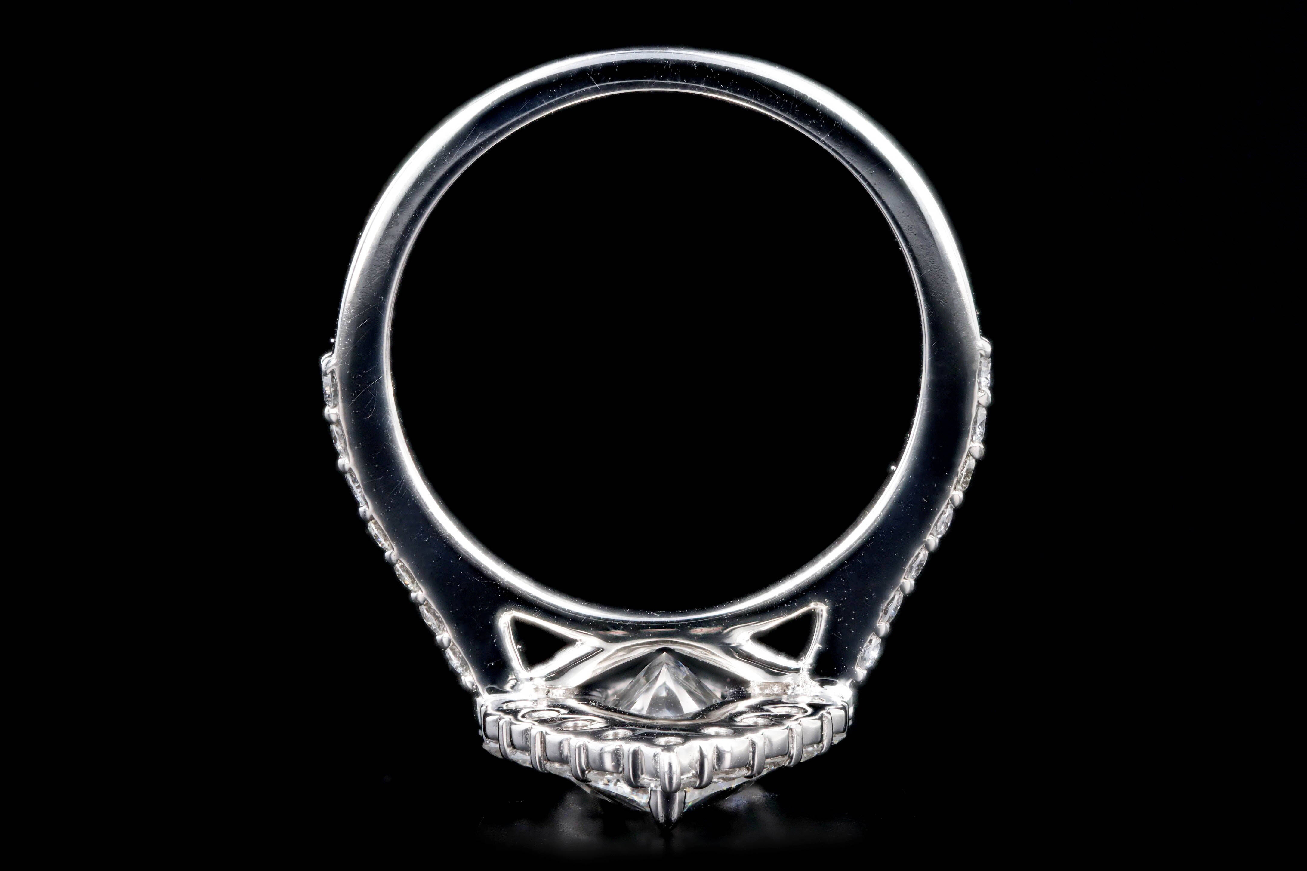 Platinum 2.10 Carat Pear Cut Diamond Graduated Halo Engagement Ring GIA Certified - Queen May