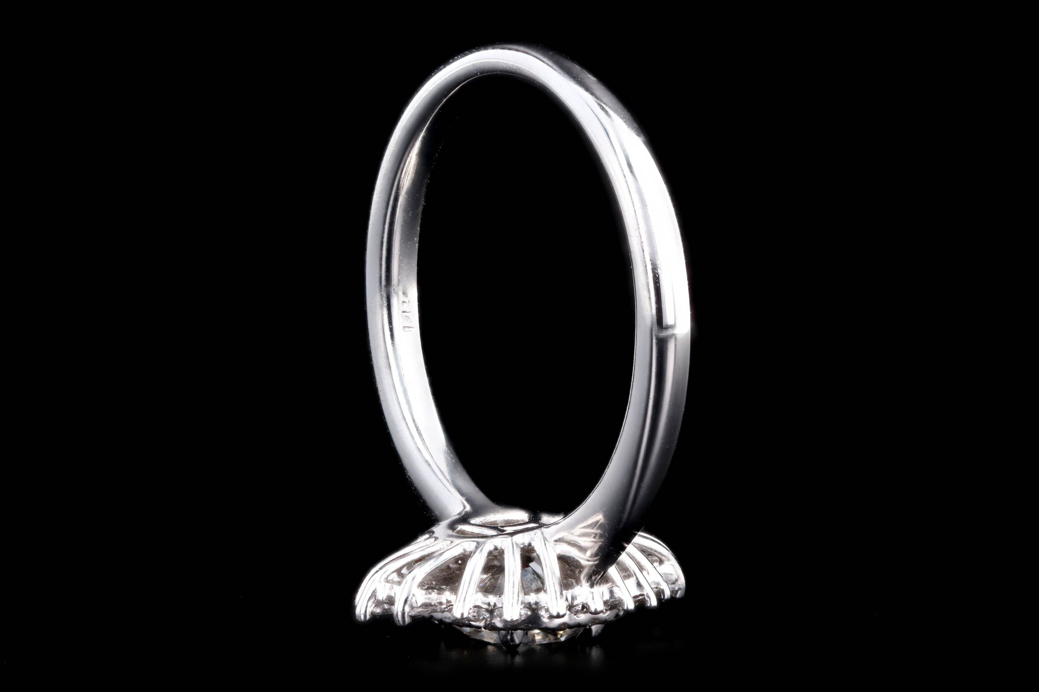 14K White Gold 0.66 Carat Round Brilliant Diamond Fan Ballerina Engagement Ring - Queen May