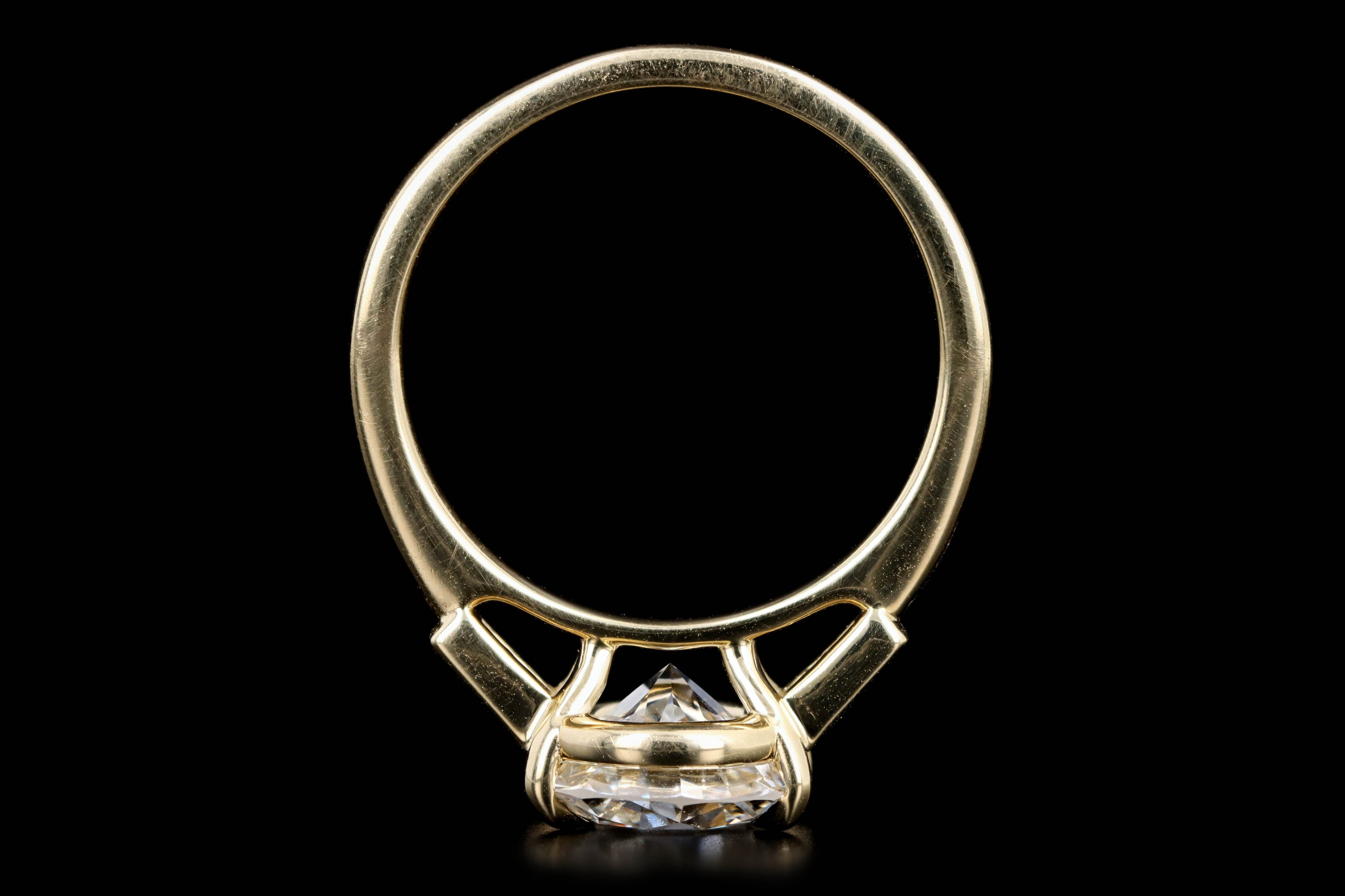18K Yellow Gold 2.31 Carat Round Brilliant Diamond Three Stone Baguette Engagement Ring - Queen May
