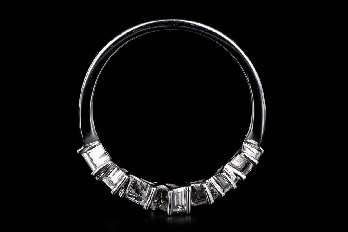 14K White Gold Scattered Baguette Diamond Stackable Wedding Band - Queen May