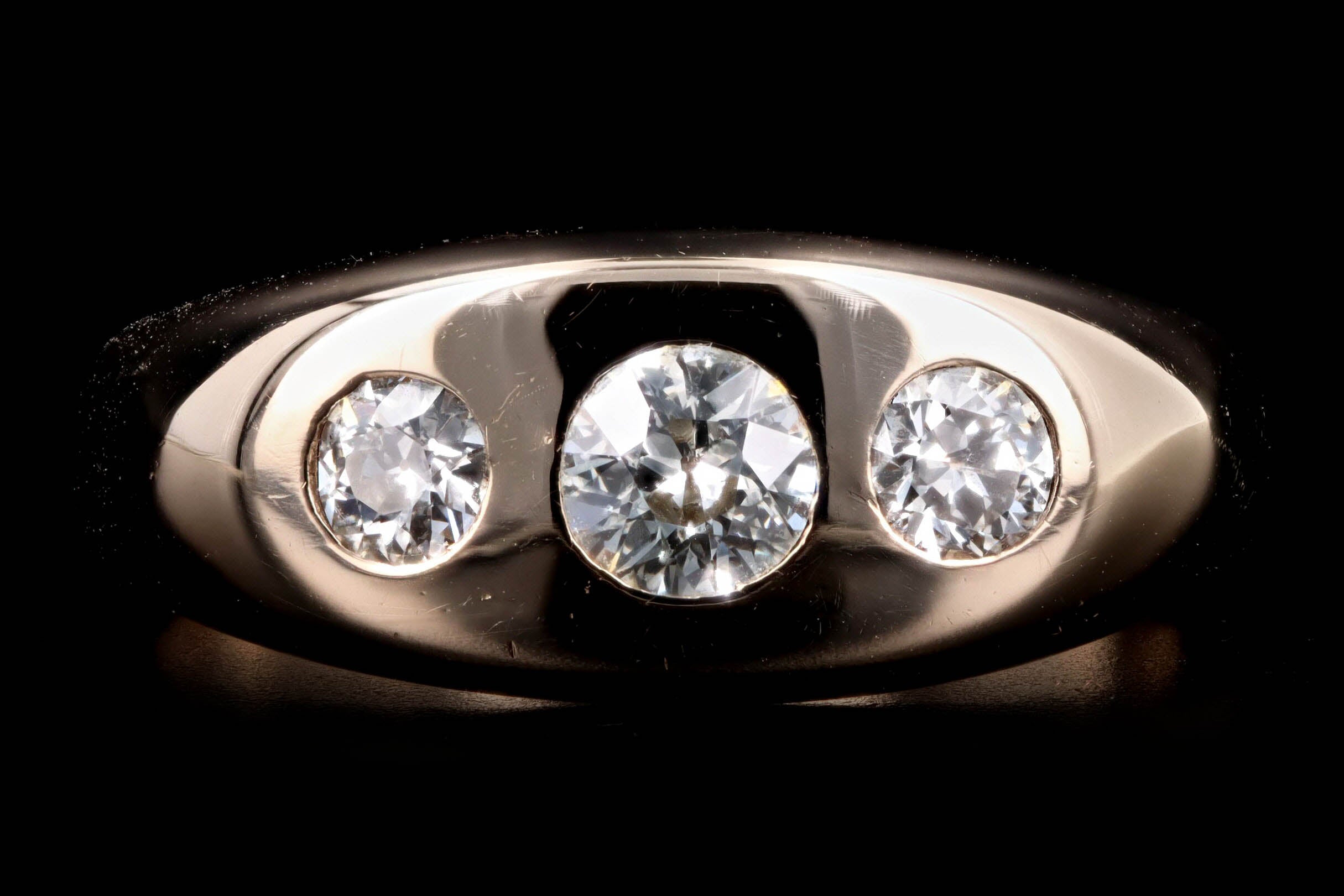 Victorian 14K Yellow Gold 0.50 Carat Total Weight Old European Diamond Gypsy Ring - Queen May