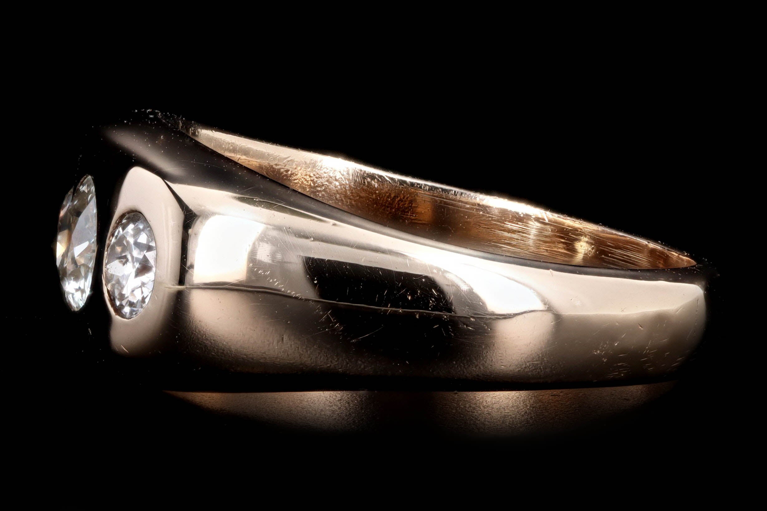 Victorian 14K Yellow Gold 0.50 Carat Total Weight Old European Diamond Gypsy Ring - Queen May