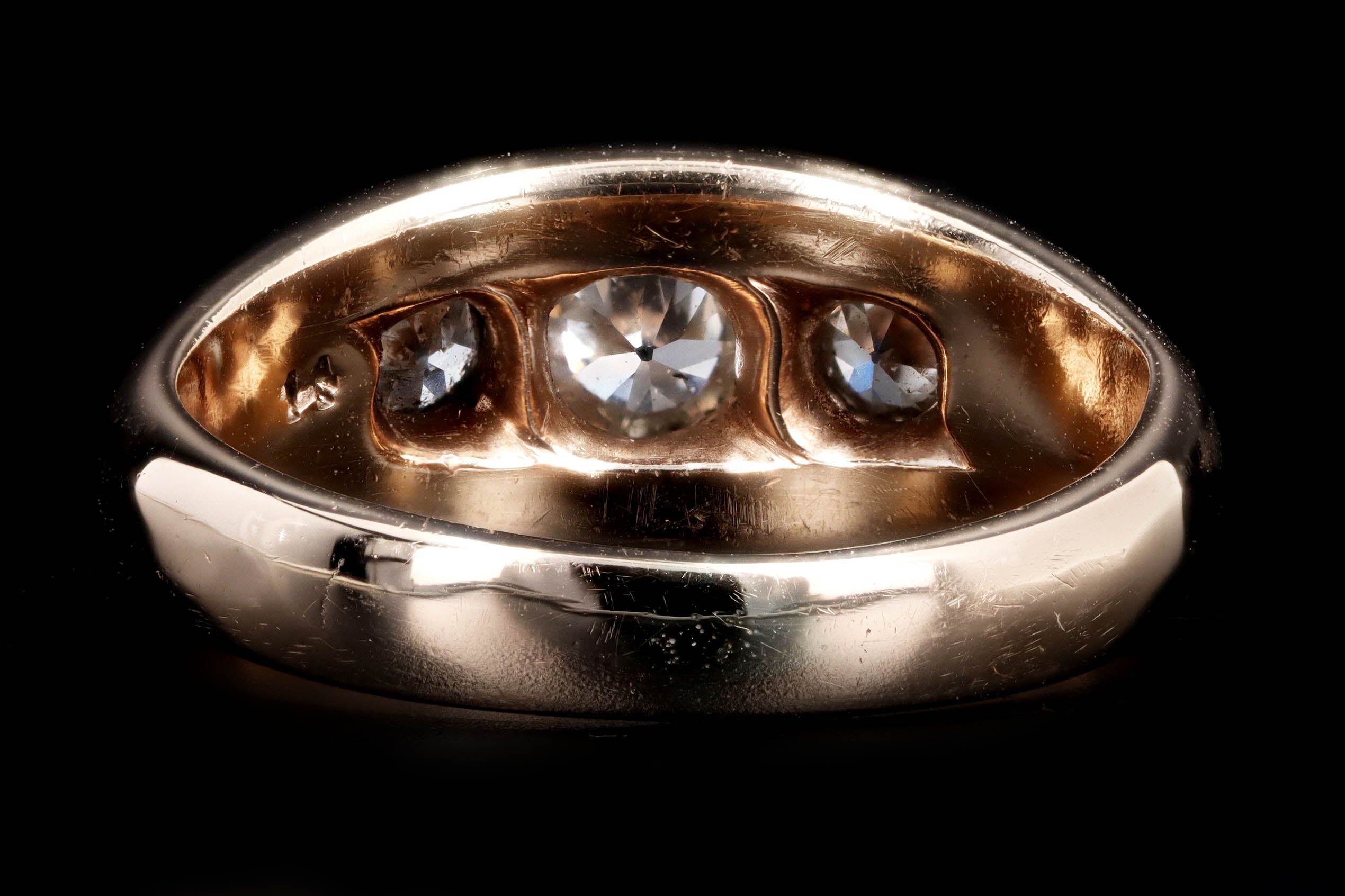 Victorian 14K Yellow Gold 0.50 Carat Total Weight Old European Diamond Gypsy Ring - Queen May