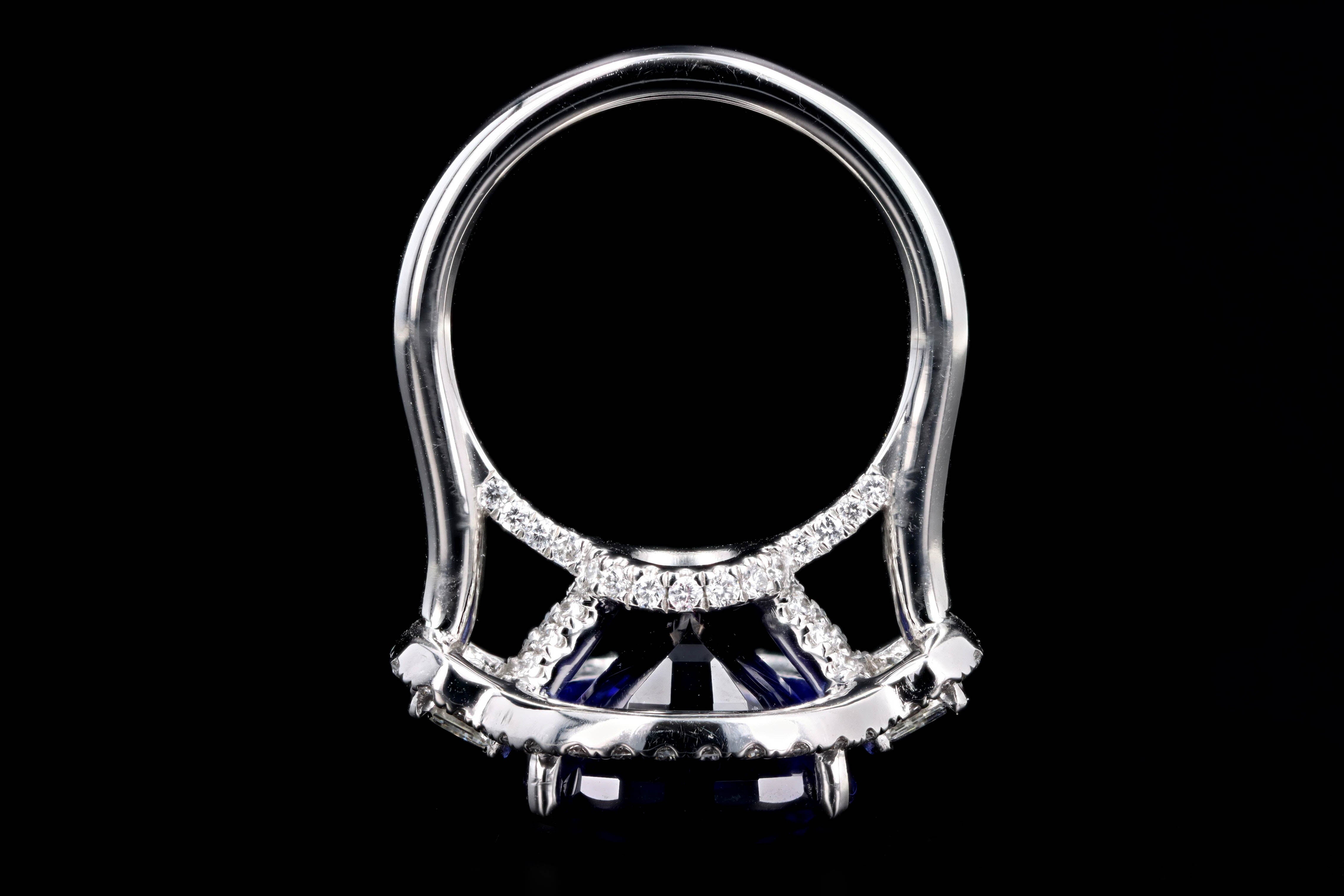 Platinum 13.6 Carat Cushion Tanzanite & Diamond Ring - Queen May