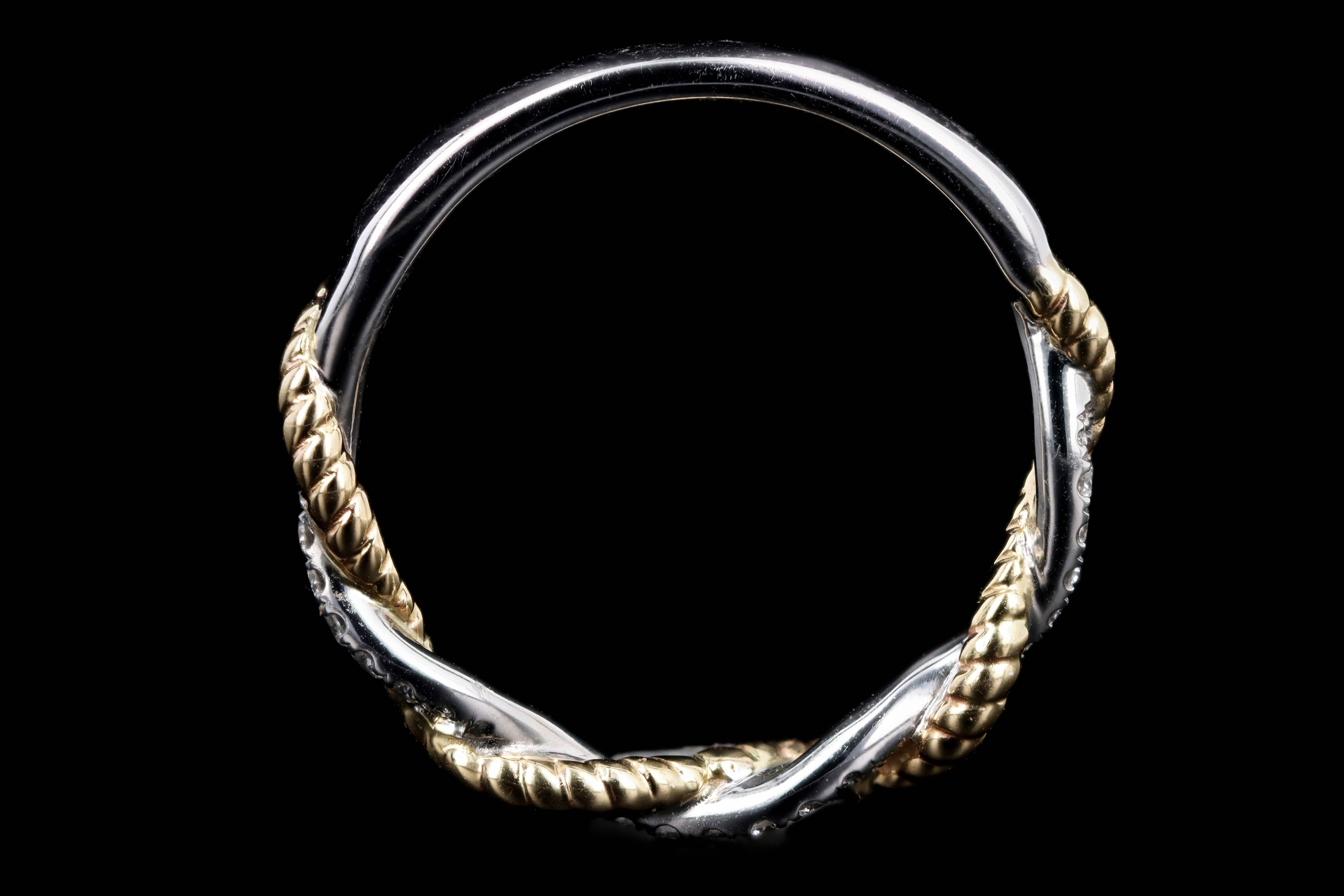 14K Gold Twisted Rope Diamond Stackable Wedding Band - Queen May