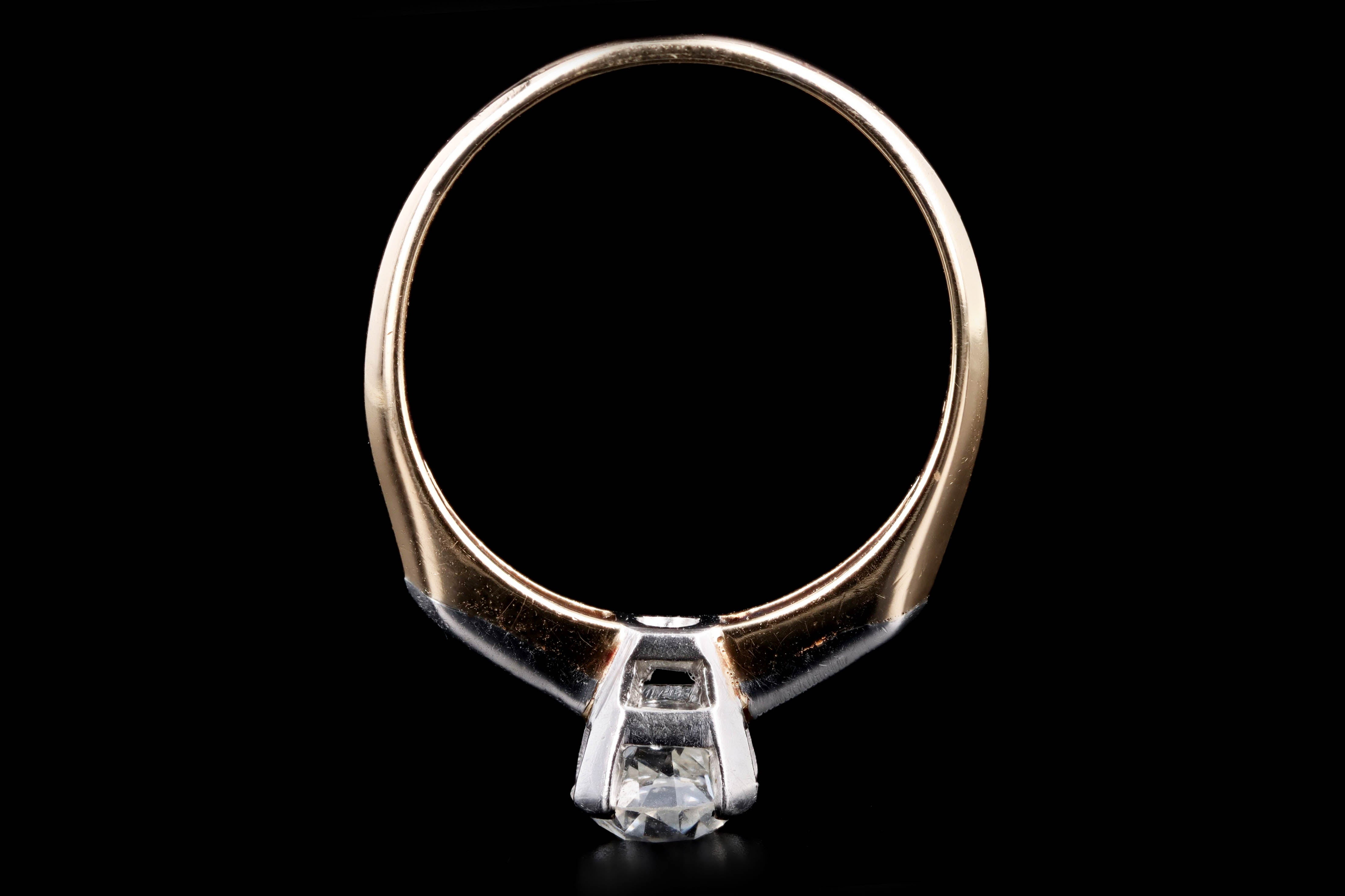 Art Deco 14K Yellow Gold .70 Carat Old European Cut Diamond Engagement Ring - Queen May