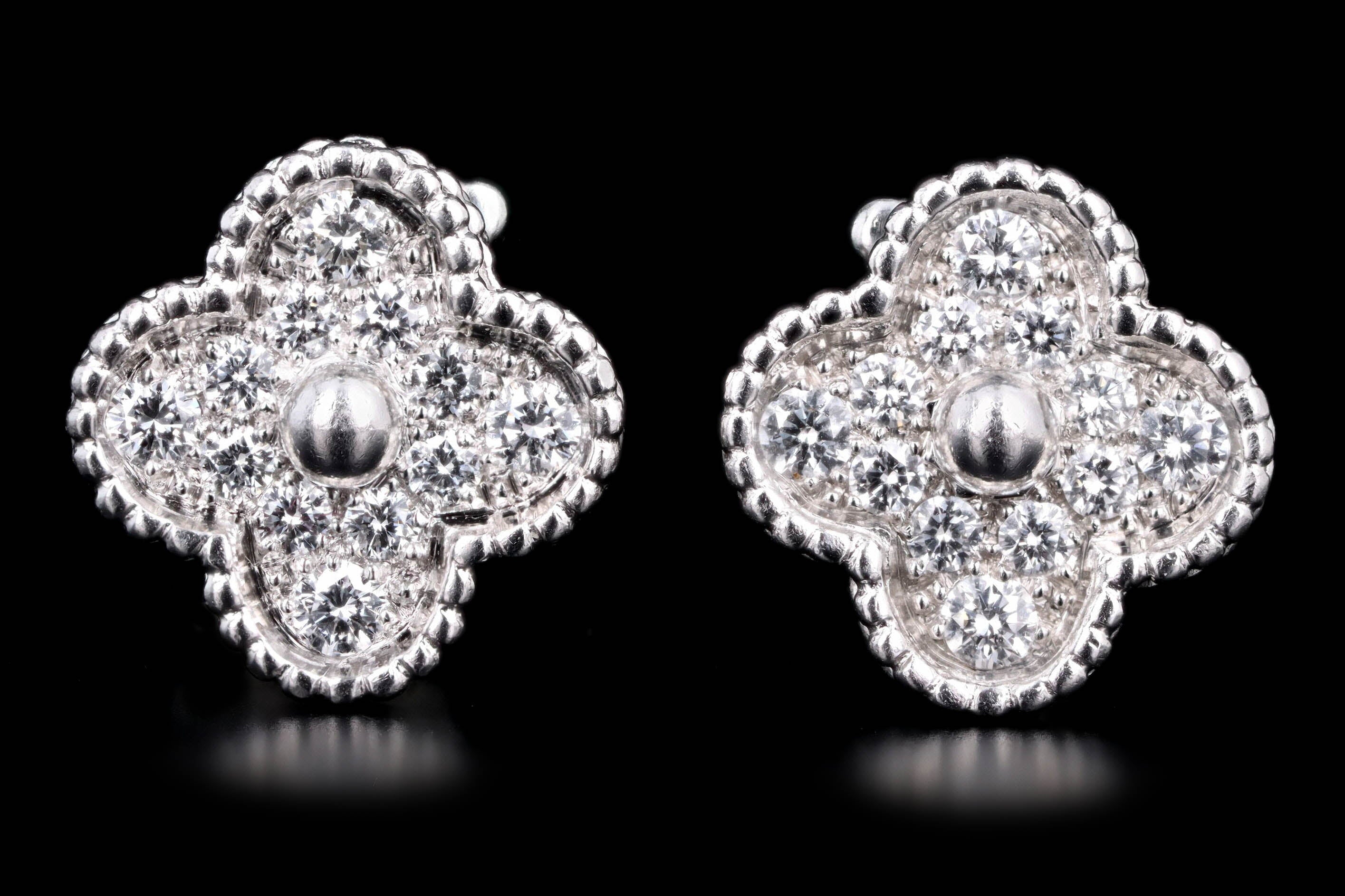 Van Cleef & Arpels Vintage Alhambra Pave Stud Earrings - Queen May