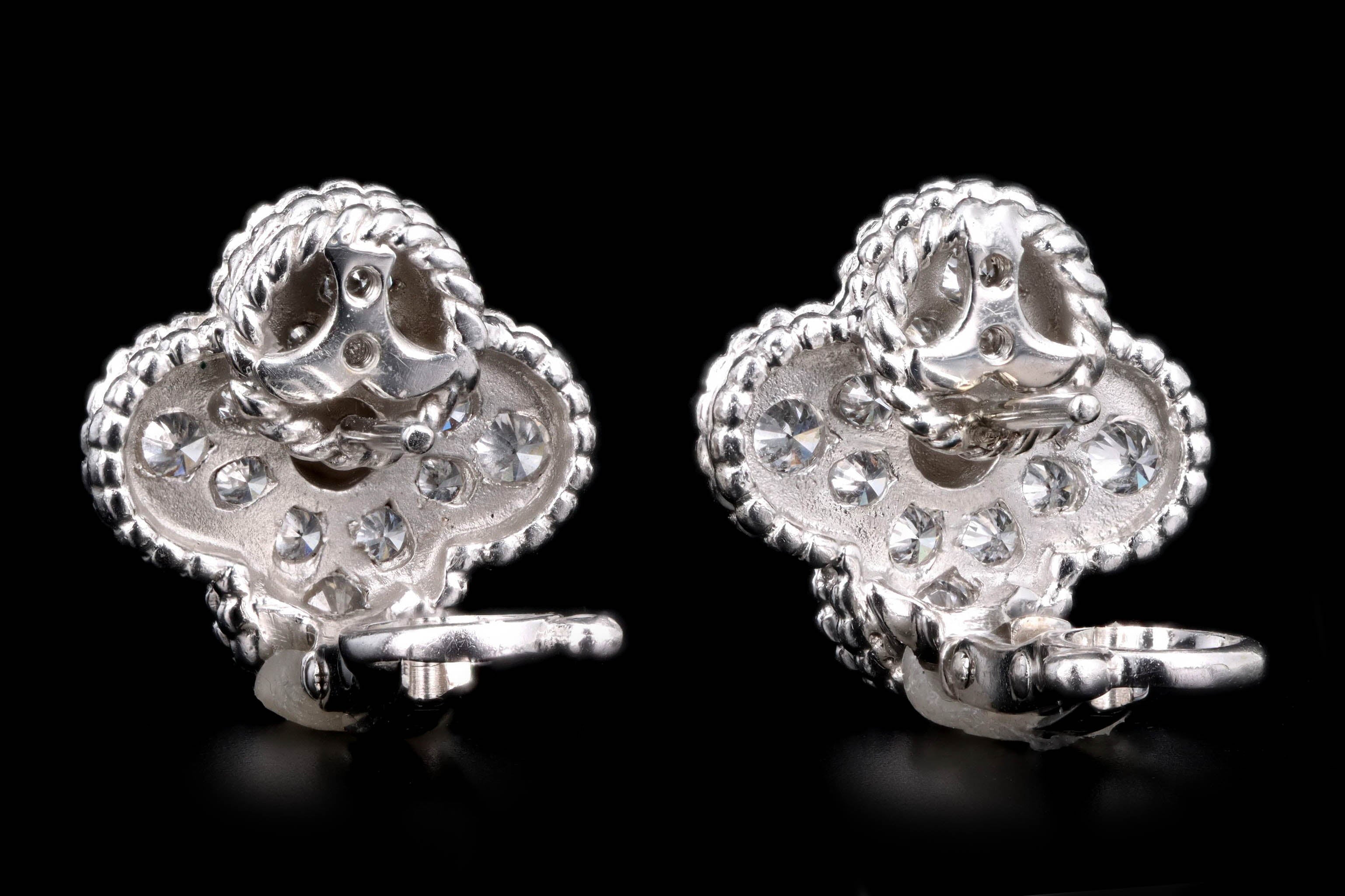 Van Cleef & Arpels Vintage Alhambra Pave Stud Earrings - Queen May