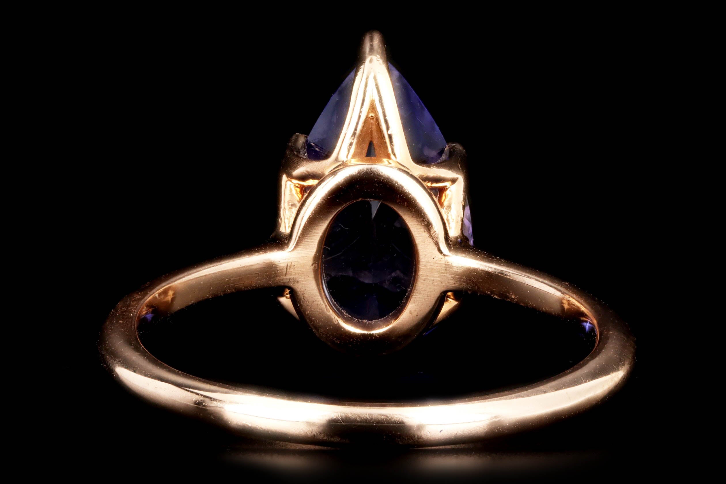 Vintage Inspired 18K Rose Gold 2.14 Carat Pear Tanzanite Solitaire Ring - Queen May