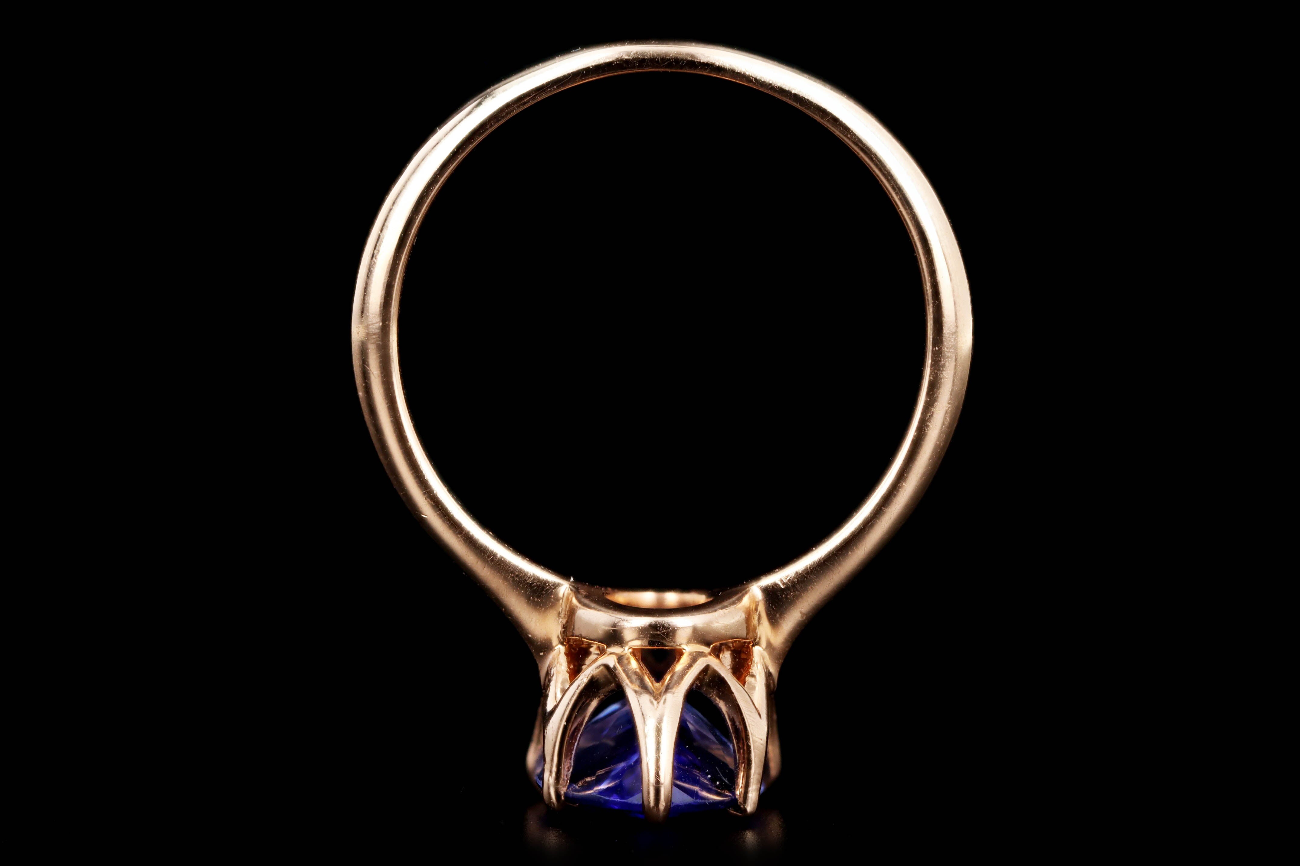 Vintage Inspired 18K Rose Gold 2.14 Carat Pear Tanzanite Solitaire Ring - Queen May