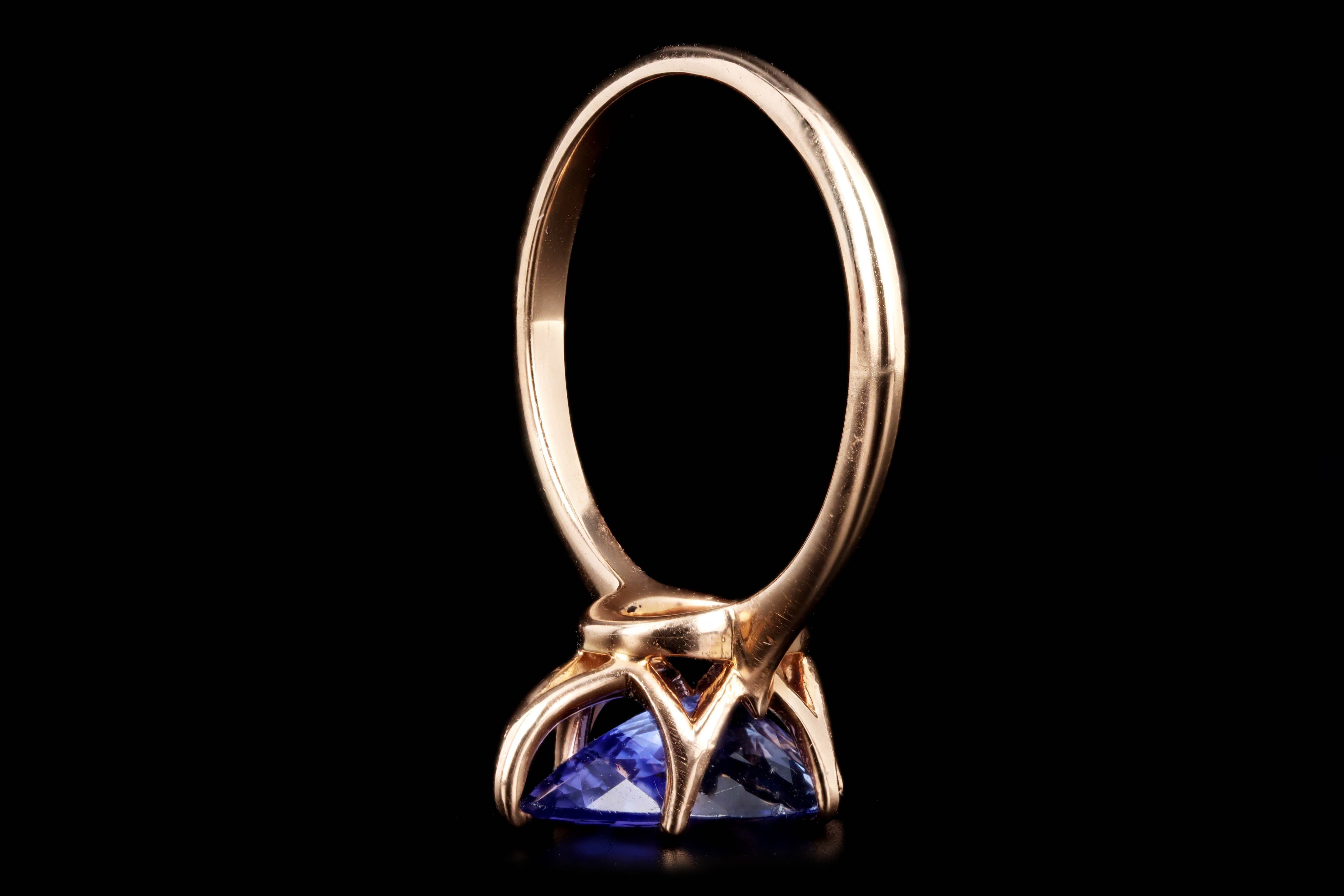 Vintage Inspired 18K Rose Gold 2.14 Carat Pear Tanzanite Solitaire Ring - Queen May