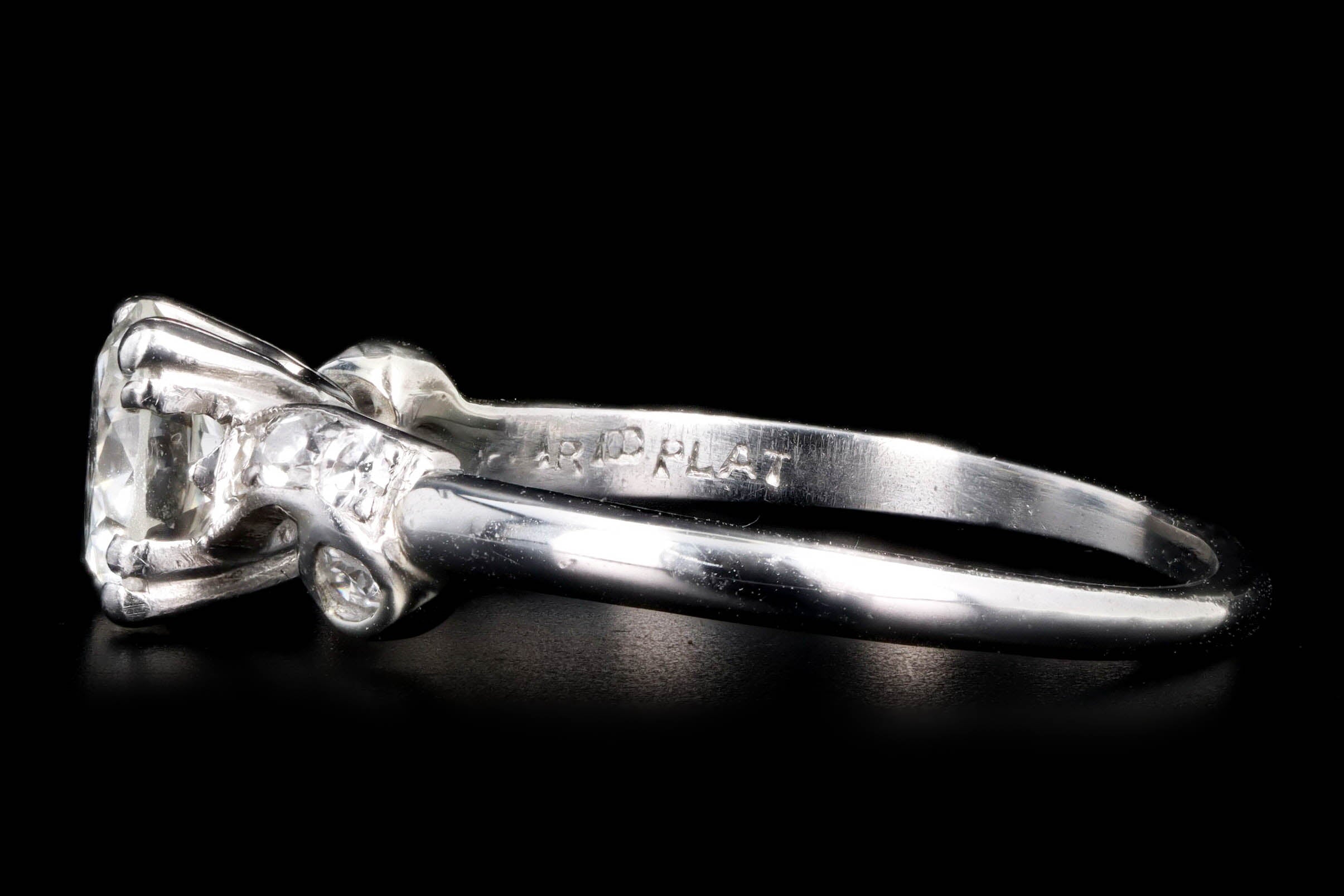 Art Deco Platinum .75 Carat Round Brilliant Cut Diamond Engagement Ring - Queen May