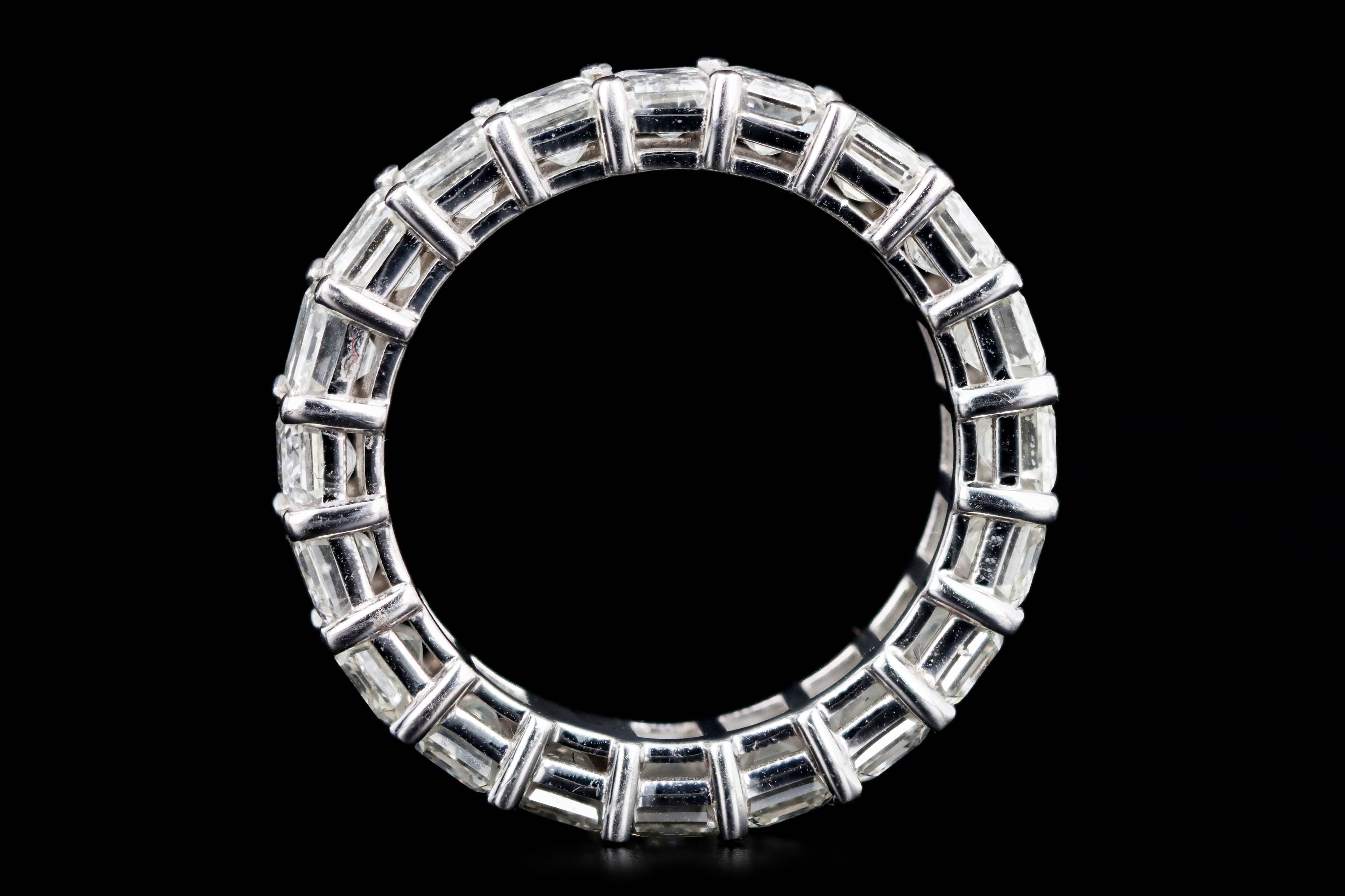 Platinum 4.72 Carat Total Weight Emerald Cut Diamond Eternity Wedding Band - Queen May