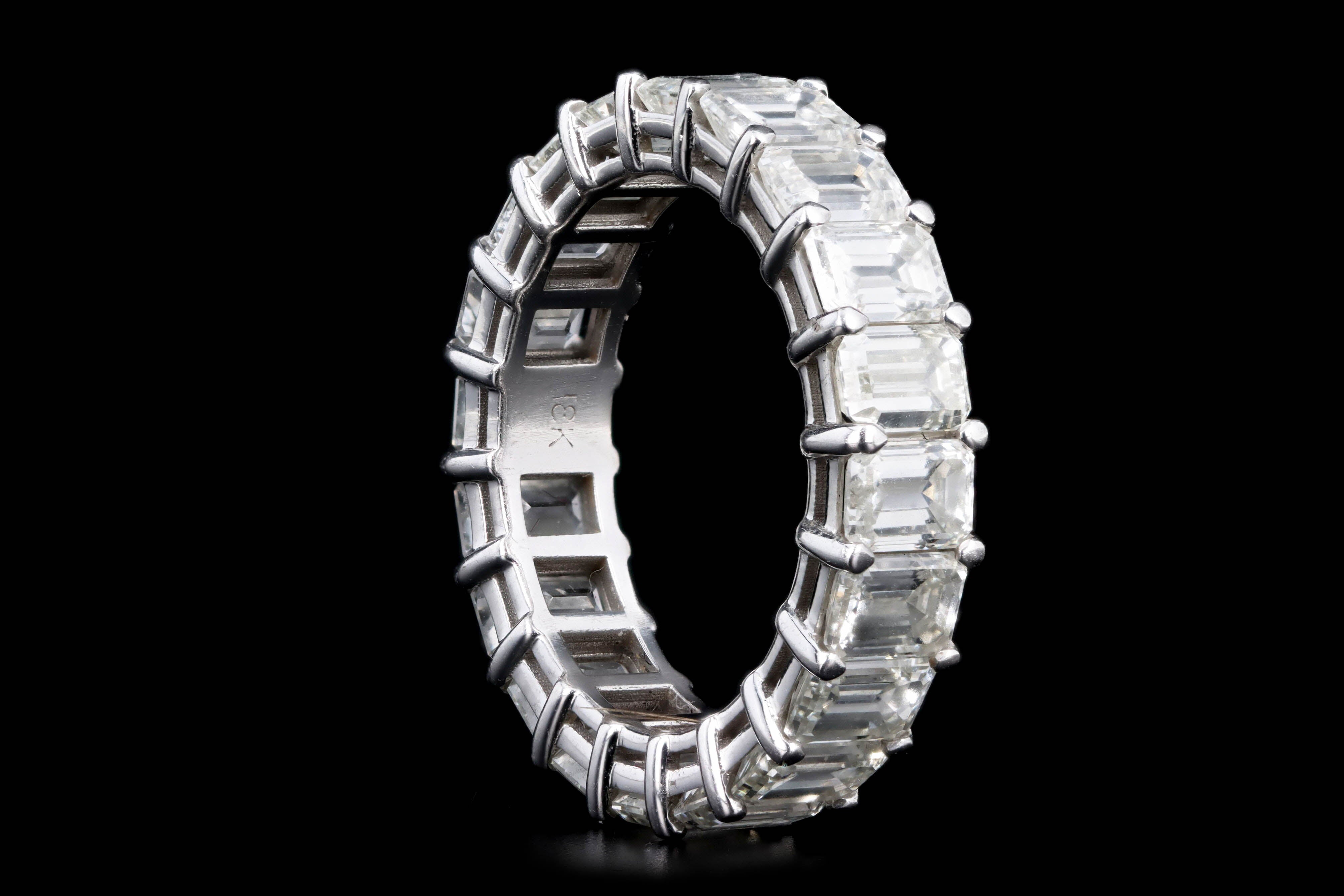 Platinum 4.72 Carat Total Weight Emerald Cut Diamond Eternity Wedding Band - Queen May